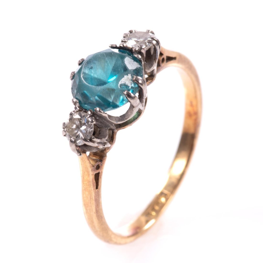 18 kt. Gold Blue Zircon Ring (1 of 7)