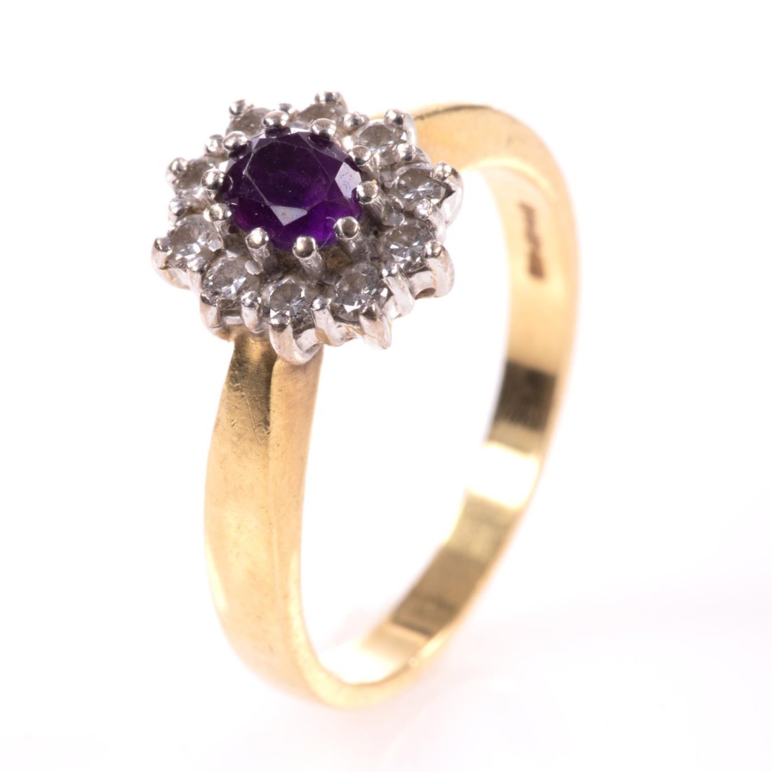 18 Kt. Gold Amethyst & Diamond Cluster Ring (1 of 8)