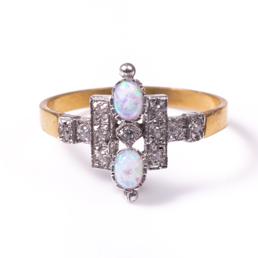 Gilded Art Deco Style Cultured Opal Ring (1 of 1)