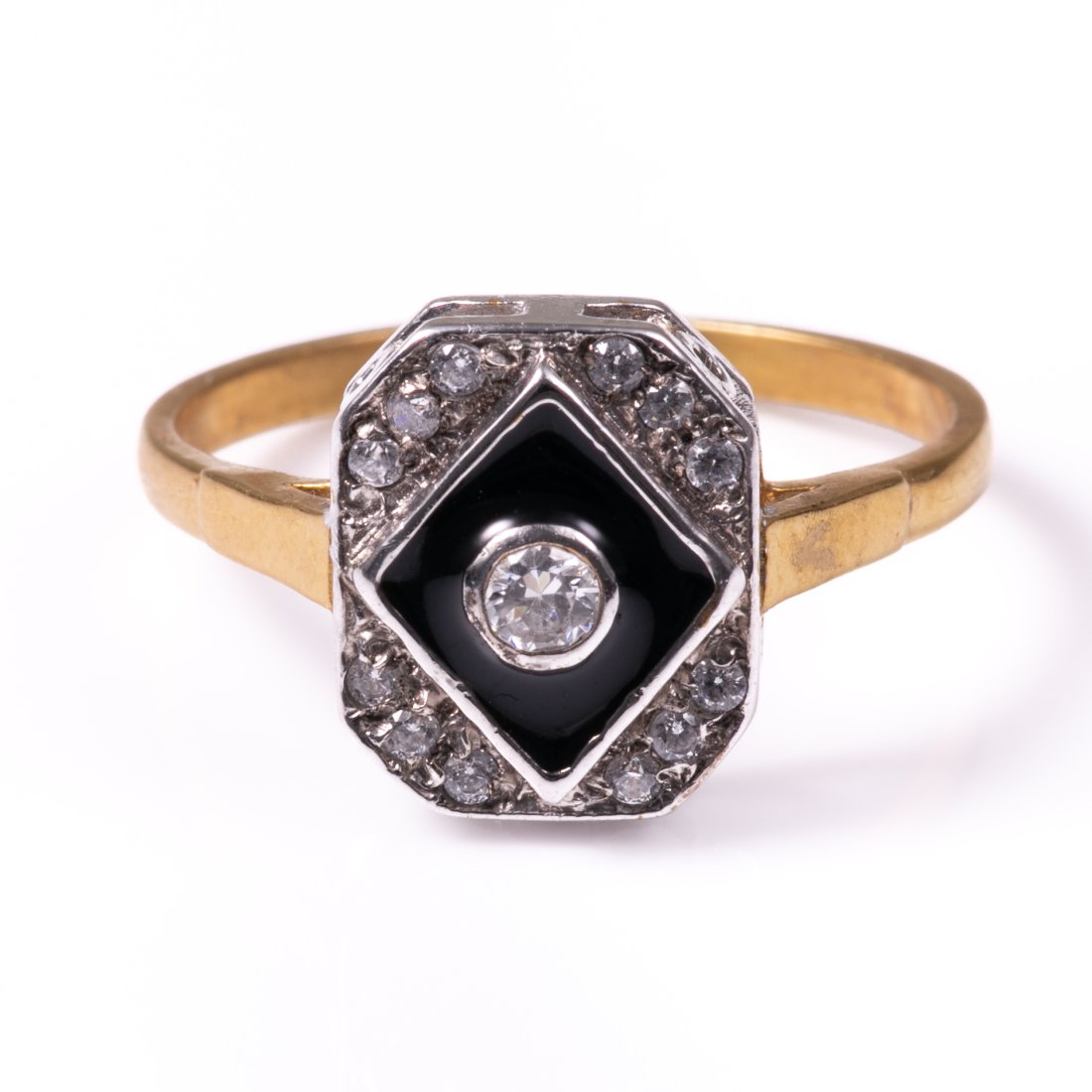 Gilded Art Deco Style Enamel Ring (1 of 1)