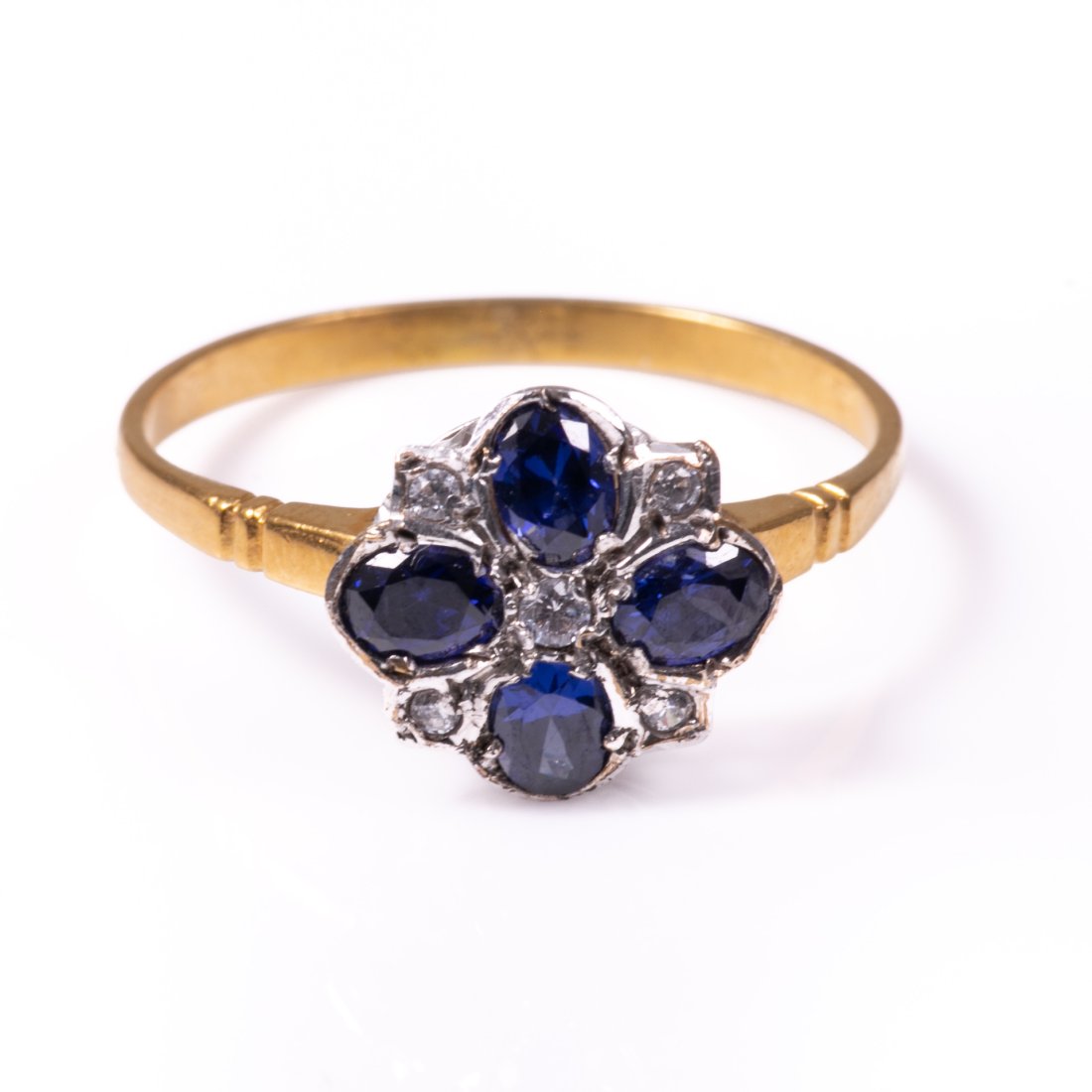 Gilded Art Deco Synthetic Sapphire Ring (1 of 1)