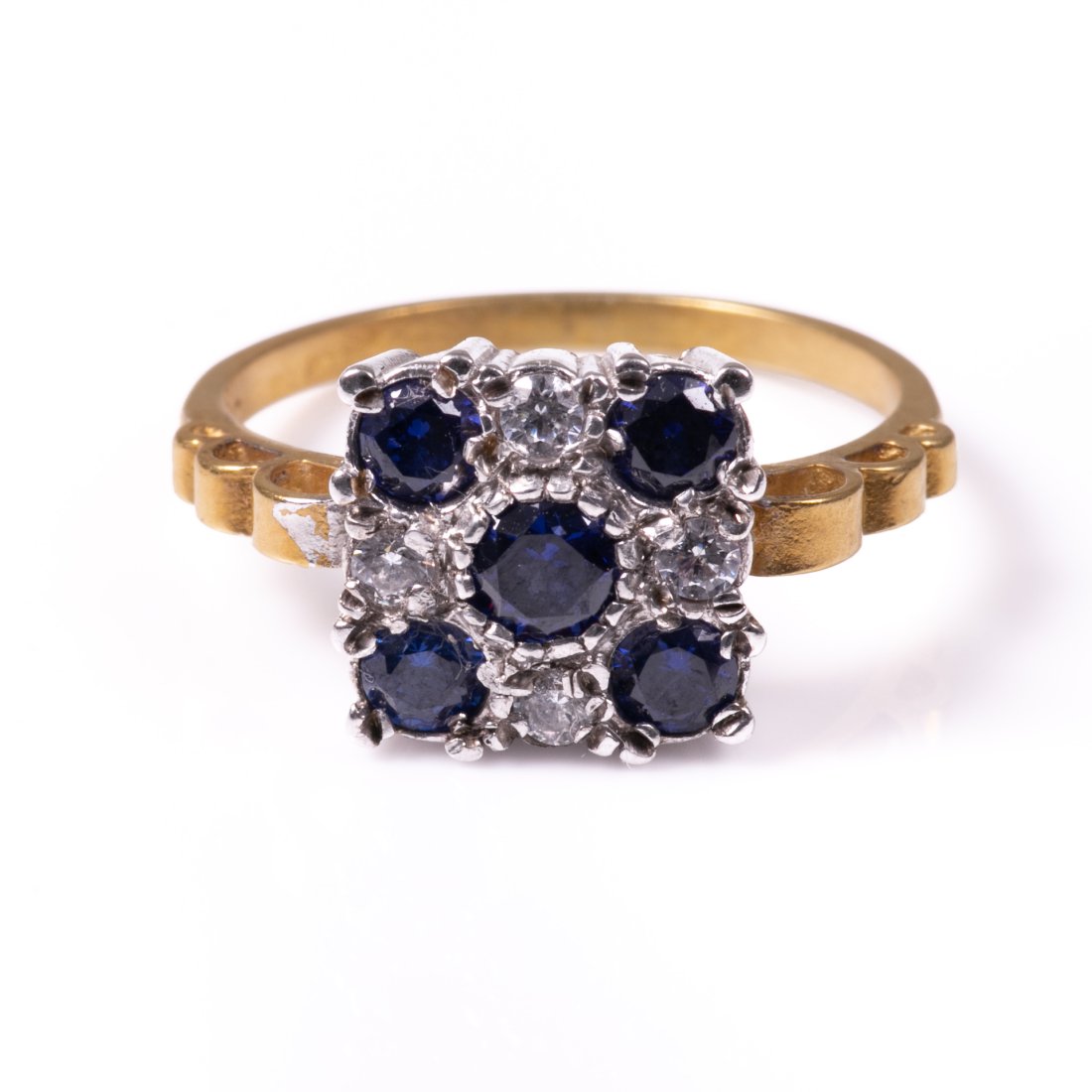 Gilded Art Deco Style Synthetic Sapphire Ring (1 of 1)