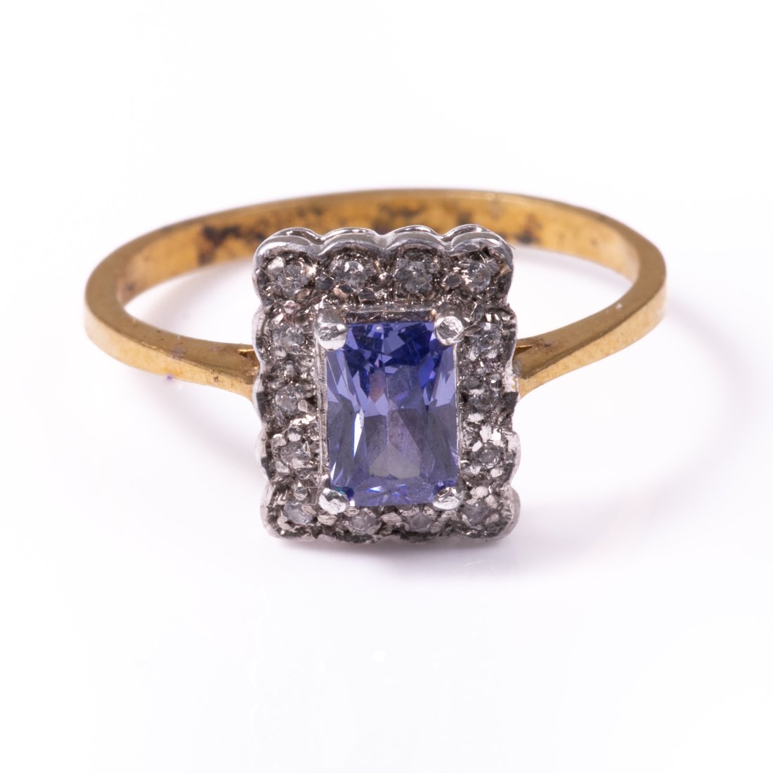 Gilded Art Deco Style Synthetic Sapphire Ring (1 of 1)