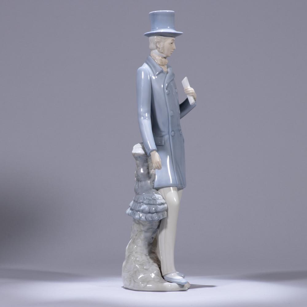 Valencia Gent Porcelain Sculpture by Miguel Requena: 130 x 110 x 410mm. Please study all photographs carefully to get an accurate representation of the item. We offer in-house shipping internationally (US and rest of the world. Dispatched from the UK). 