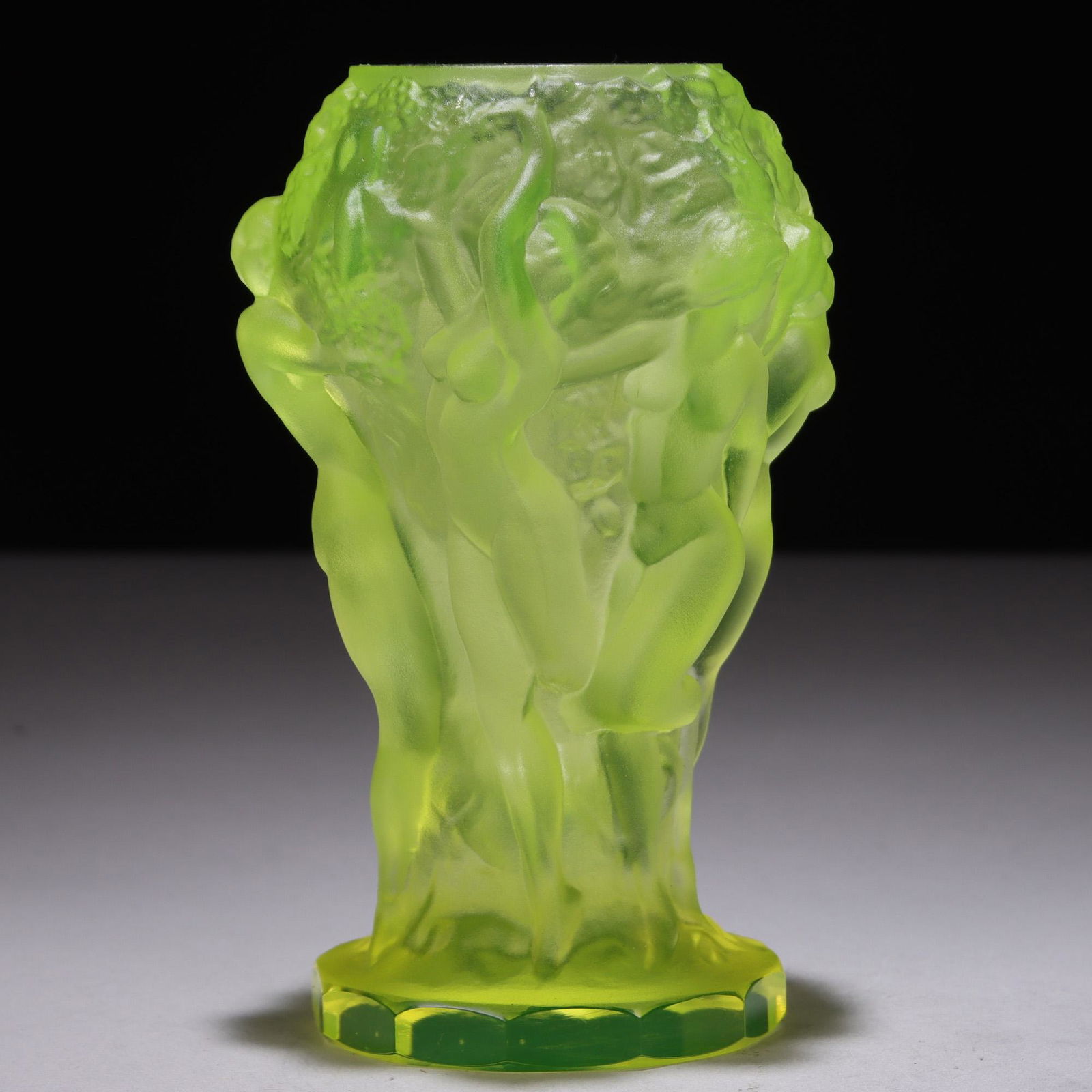 Curt Schlevogt Bohemian Vaseline Glass Vase Art Deco (1 of 6)