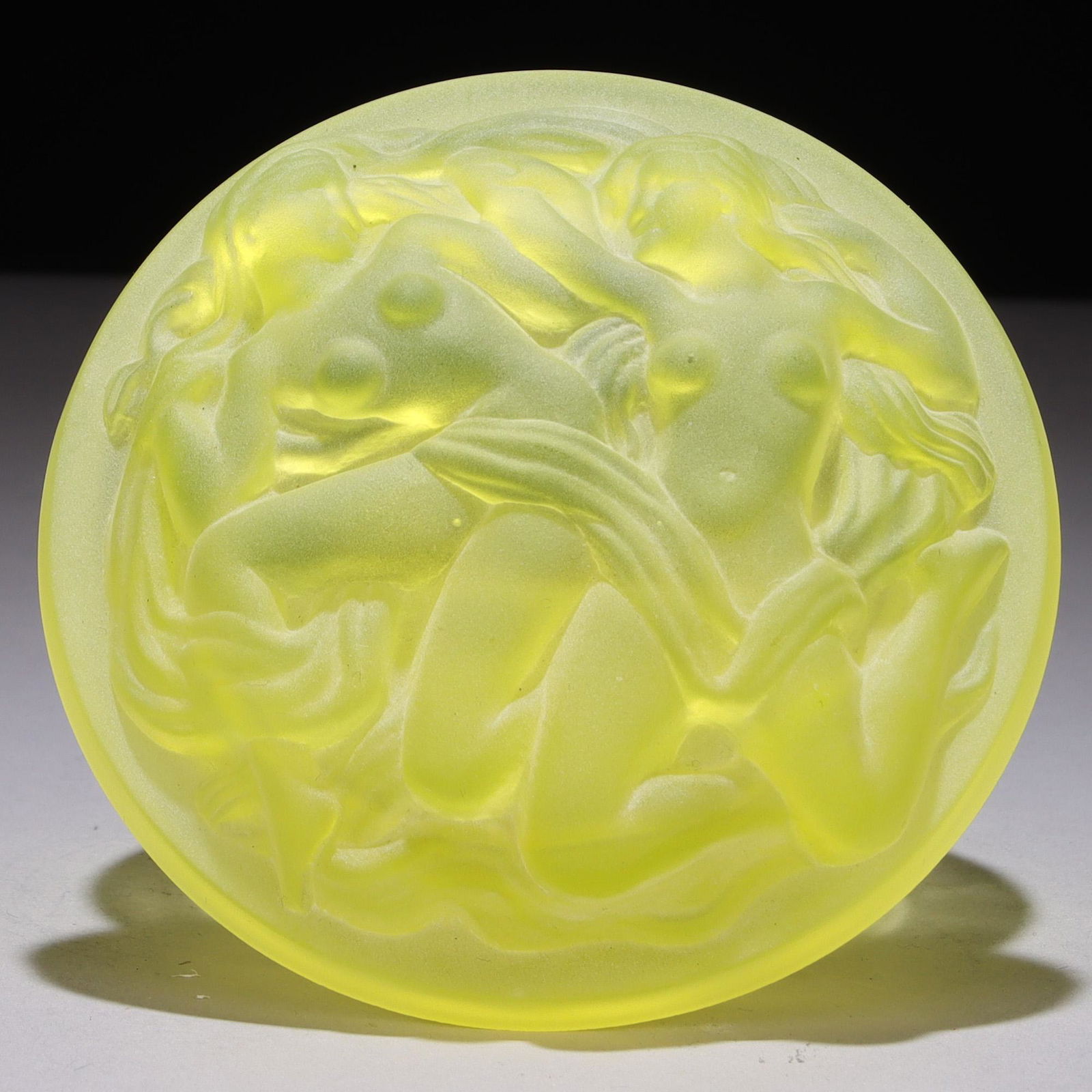 Curt Schlevogt Bohemian Vaseline Glass Box Art Deco (1 of 7)