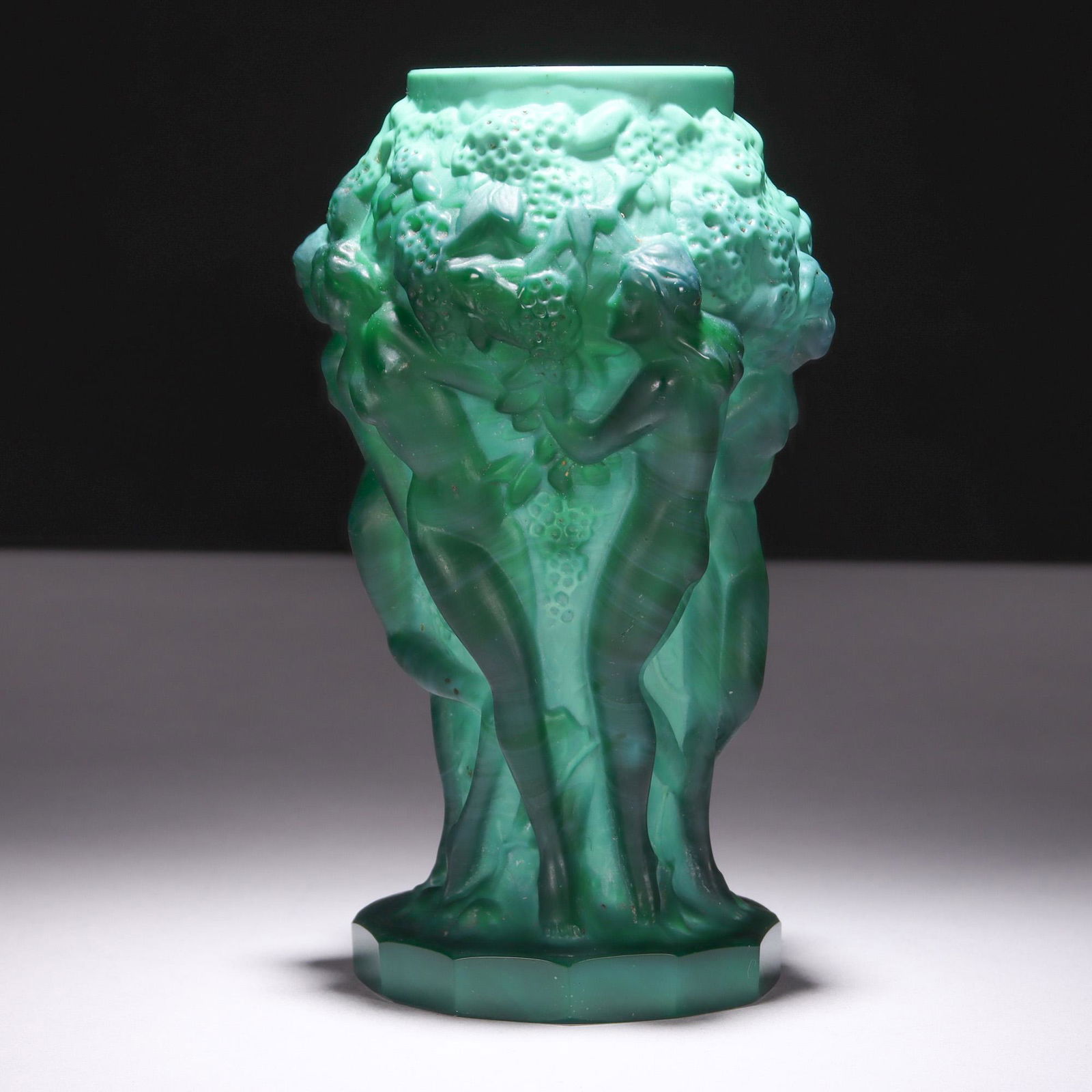Curt Schlevogt Bohemian Malachite Glass Vase Art Deco (1 of 6)