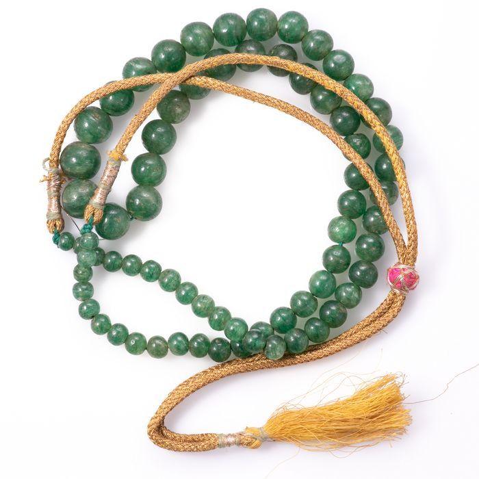 Tibetan 19th Century Emerald Necklace: Please study all photographs carefully to get an accurate representation of the item. Please message us for information on dimensions/condition report. We offer in-house shipping internationally (US a