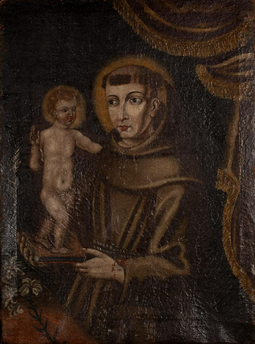 17th Century Spanish Old Master Painting of St Anthony: Please study all photographs carefully to get an accurate representation of the item. Please message us for information on dimensions/condition report. We offer in-house shipping internationally (US a