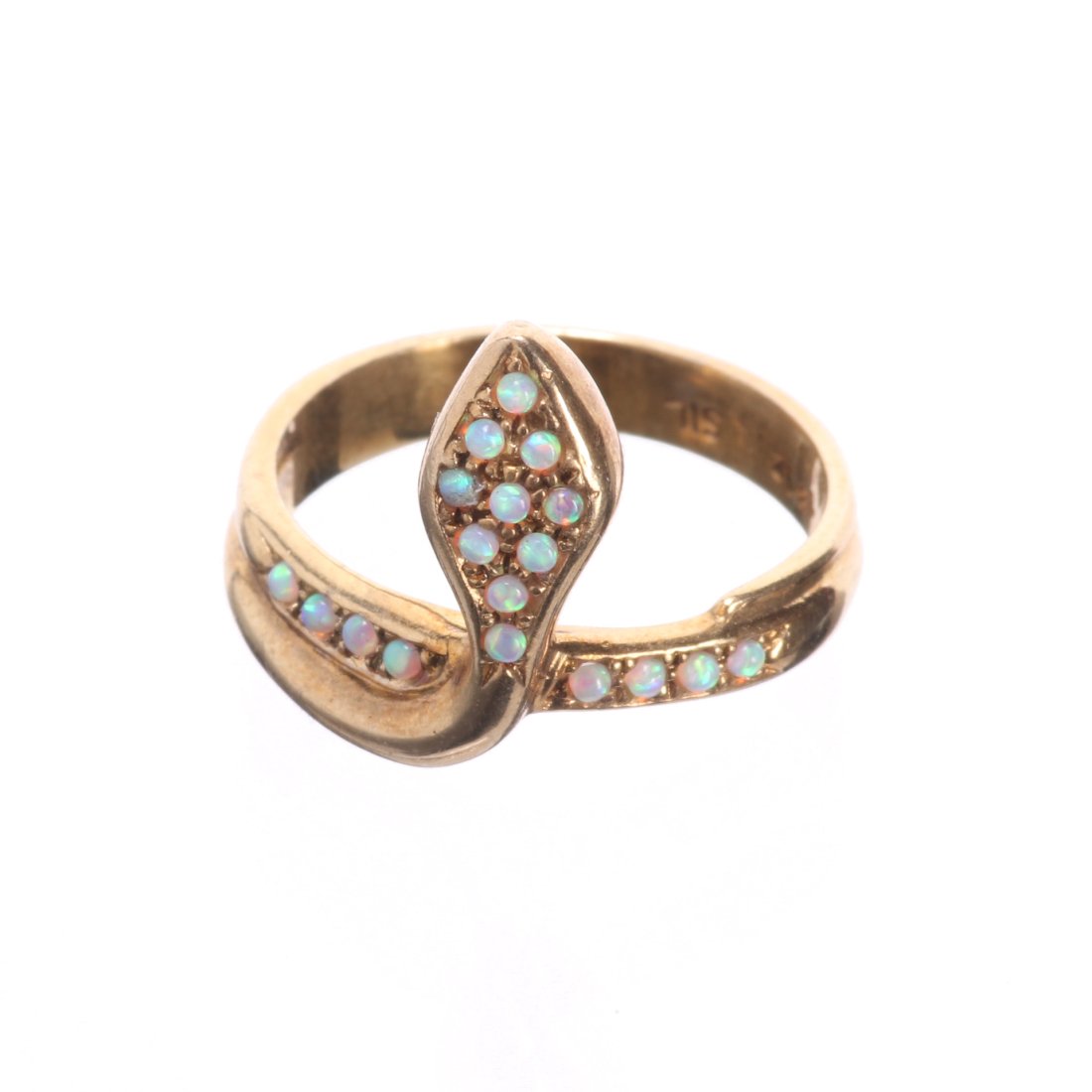 Victorian Gilded Opal Snake Ring: Please study all photographs carefully to get an accurate representation of the item. Please message us for information on dimensions/condition report. We offer in-house shipping internationally (US a