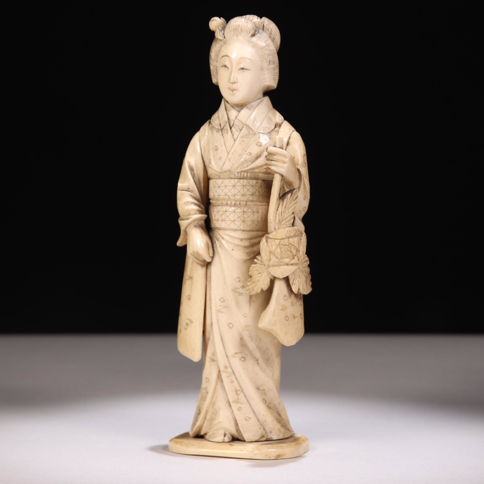 Japanese Meiji Okimono Figure: Please study all photographs carefully to get an accurate representation of the item. Please message us for information on dimensions/condition report. We offer in-house shipping internationally (US a