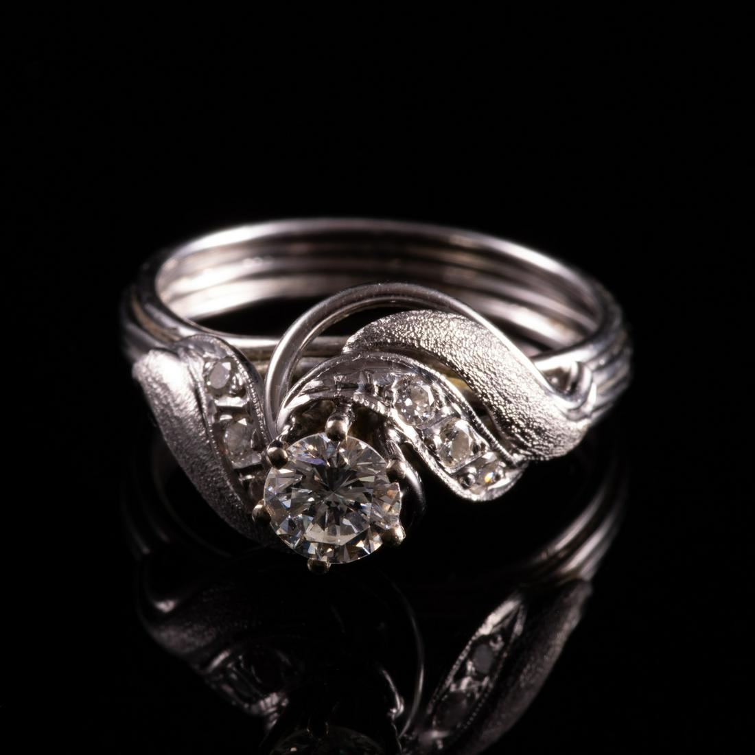 Platinum Ring 0.70 CT Diamond Art Nouveau Solitaire: Please study all photographs carefully to get an accurate representation of the item. Please message us for information on dimensions/condition report. We offer in-house shipping internationally (US a