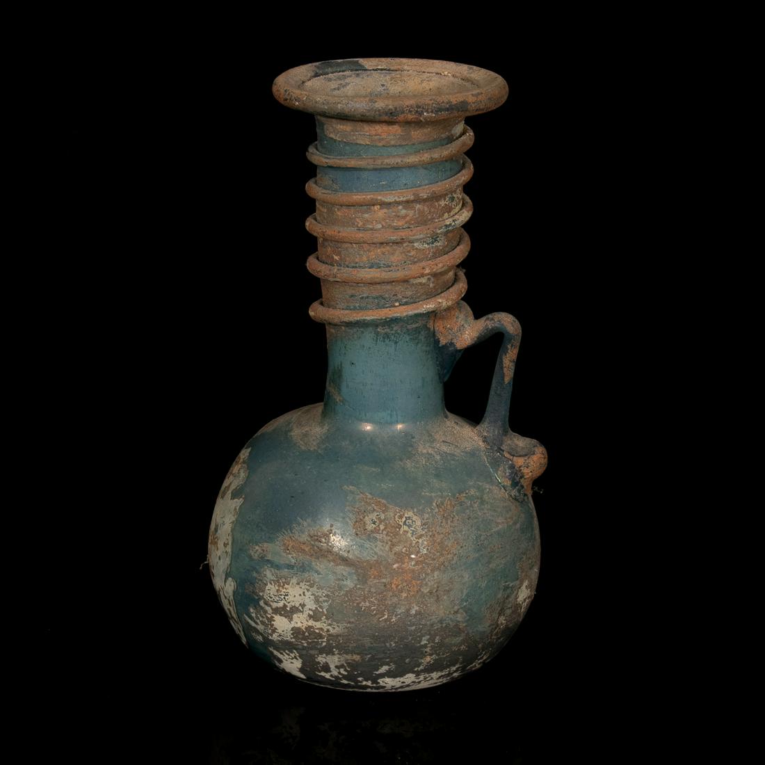 Ancient Roman Glass Bottle 1st-2nd C: Please study all photographs carefully to get an accurate representation of the item. Please message us for information on dimensions/condition report. We offer in-house shipping internationally (US a