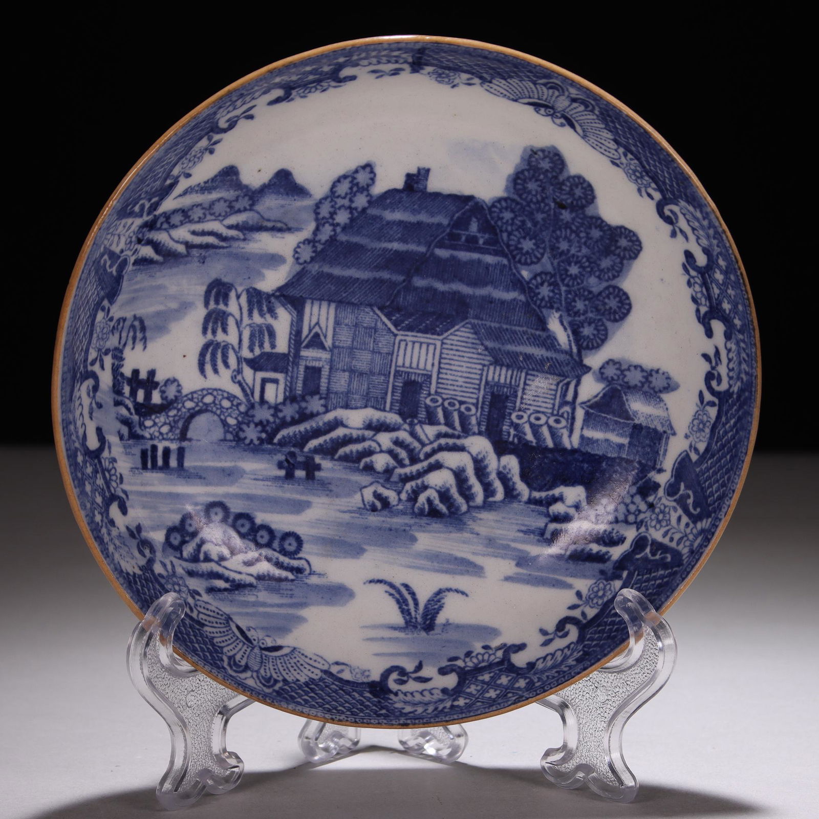 18th Century Blue Willow Porcelain Plate (1 of 6)