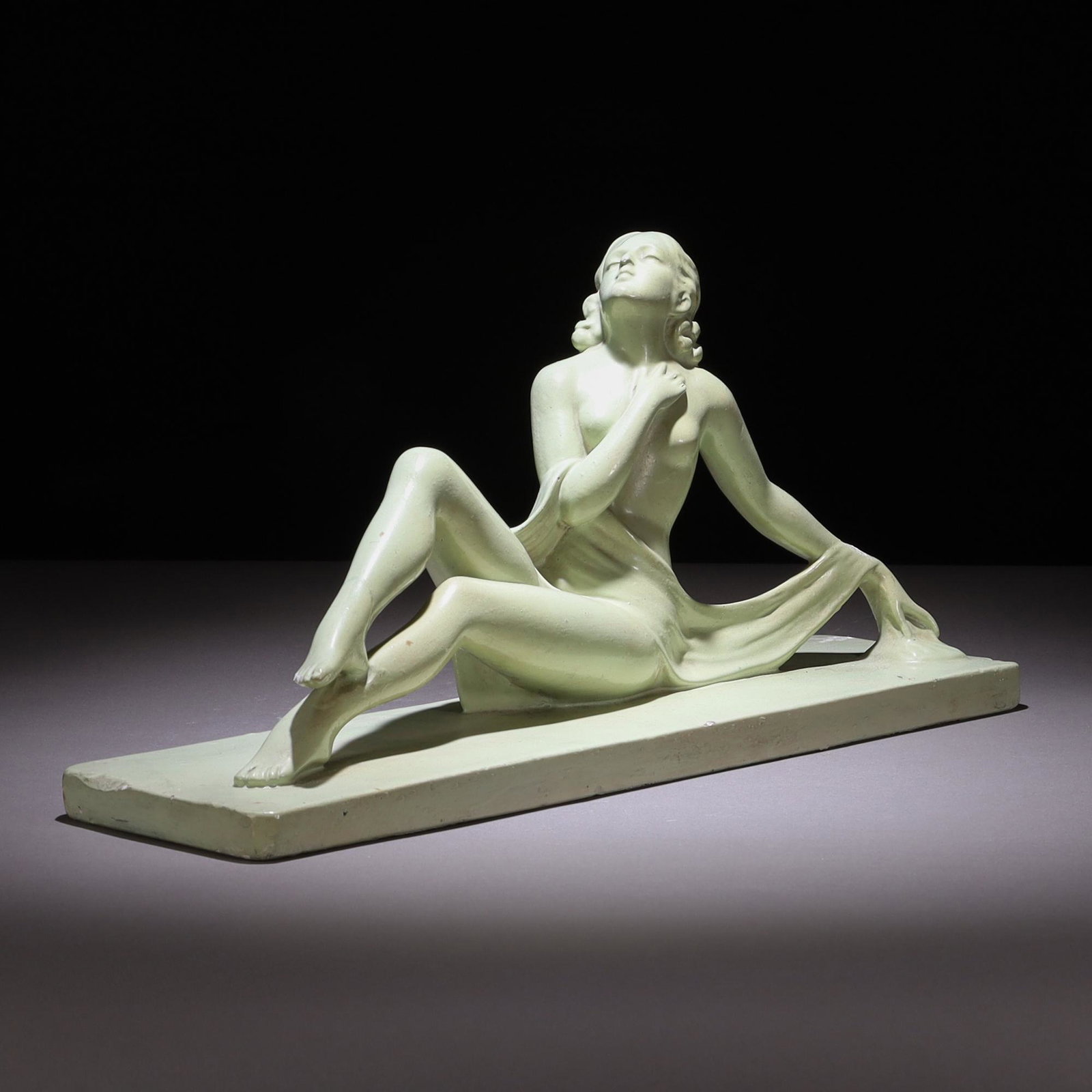 Signed Art Deco Nude Reclining Sculpture: Please carefully study all photographs to get an accurate idea of the object. In good condition, as seen. Shipping is in-house and we ship internationally to US and rest of the world. You may follow o
