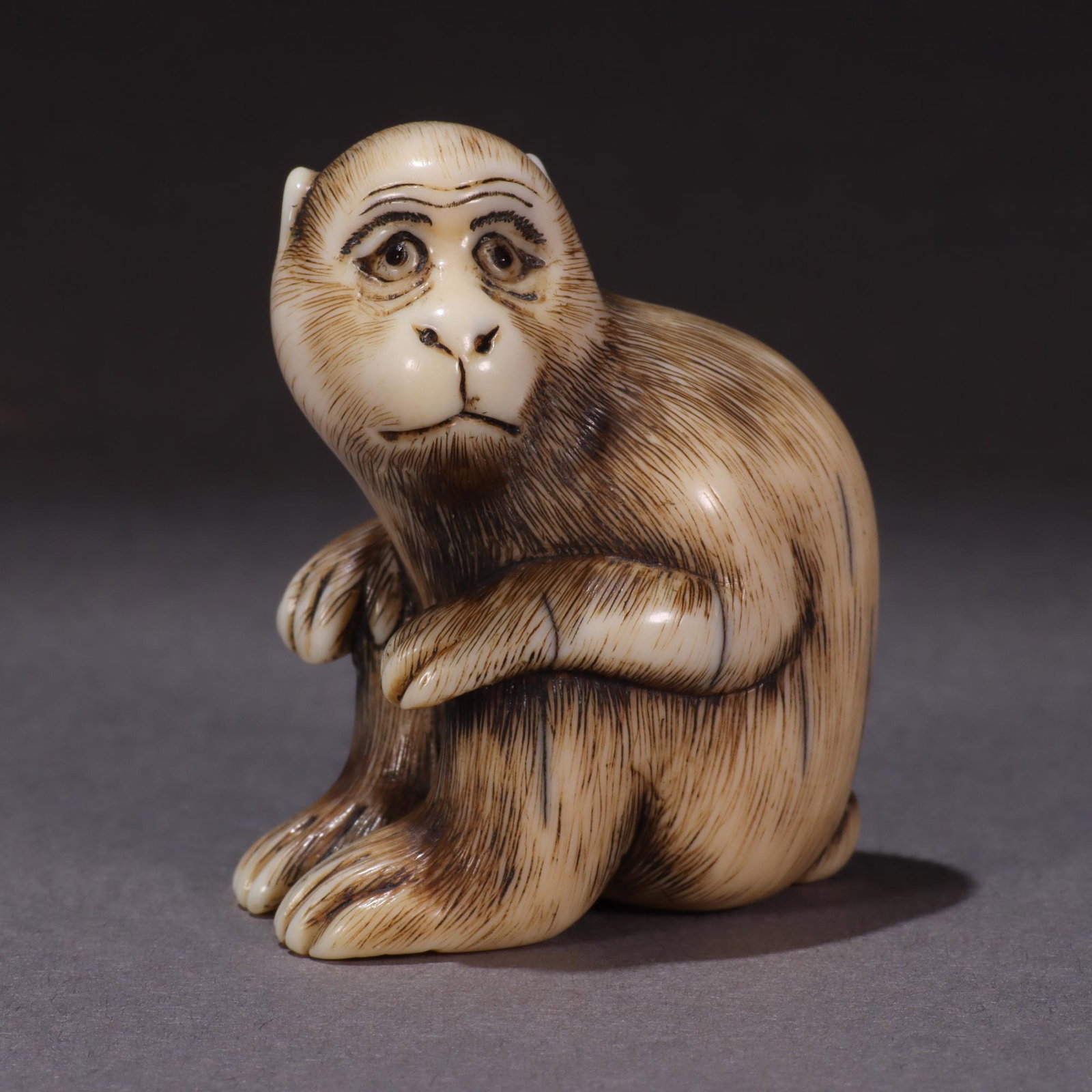 Signed Japanese Meiji Netsuke Highly Detailed Monkey: MEASURING APPROX 3.8 X 3.2 X 2.2CM. Please carefully study all photographs to get an accurate idea of the object. In good condition, as seen. Shipping is in-house and we ship internationally to US and