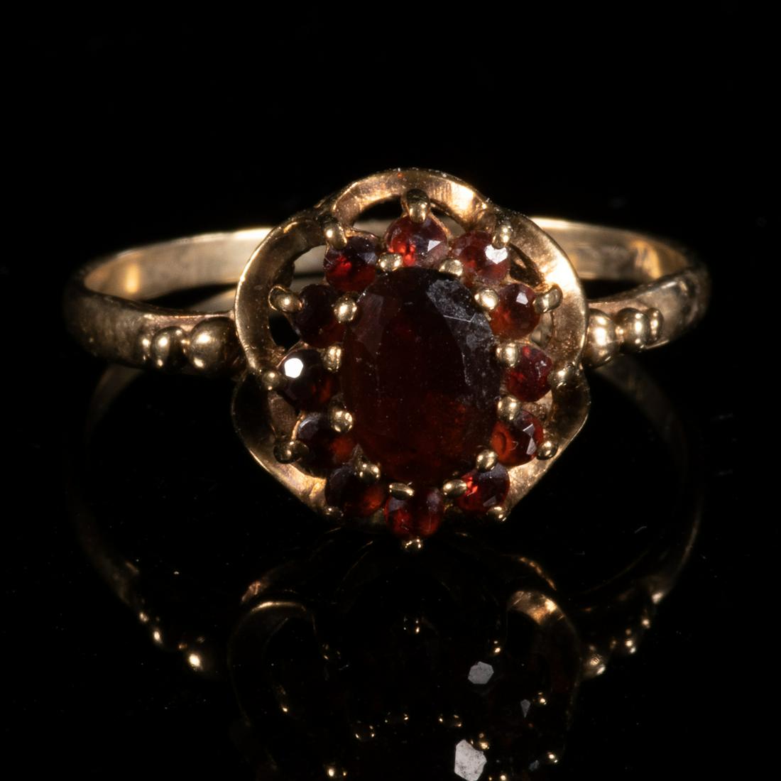 Gold Garnet Cluster Ring: Please study all photographs carefully to get an accurate representation of the item. Please message us for information on dimensions/condition report. We offer in-house shipping internationally (US a