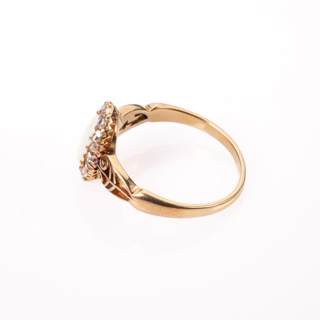 18K Gold Victorian Old-Cut Diamond & Opal Ring: Please study all photographs carefully to get an accurate representation of the item. Please message us for information on dimensions/condition report. We offer in-house shipping internationally (US a