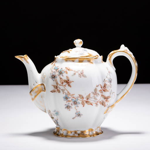 Haviland & Co Limoges French Porcelain Teapot 24 Kt Gold