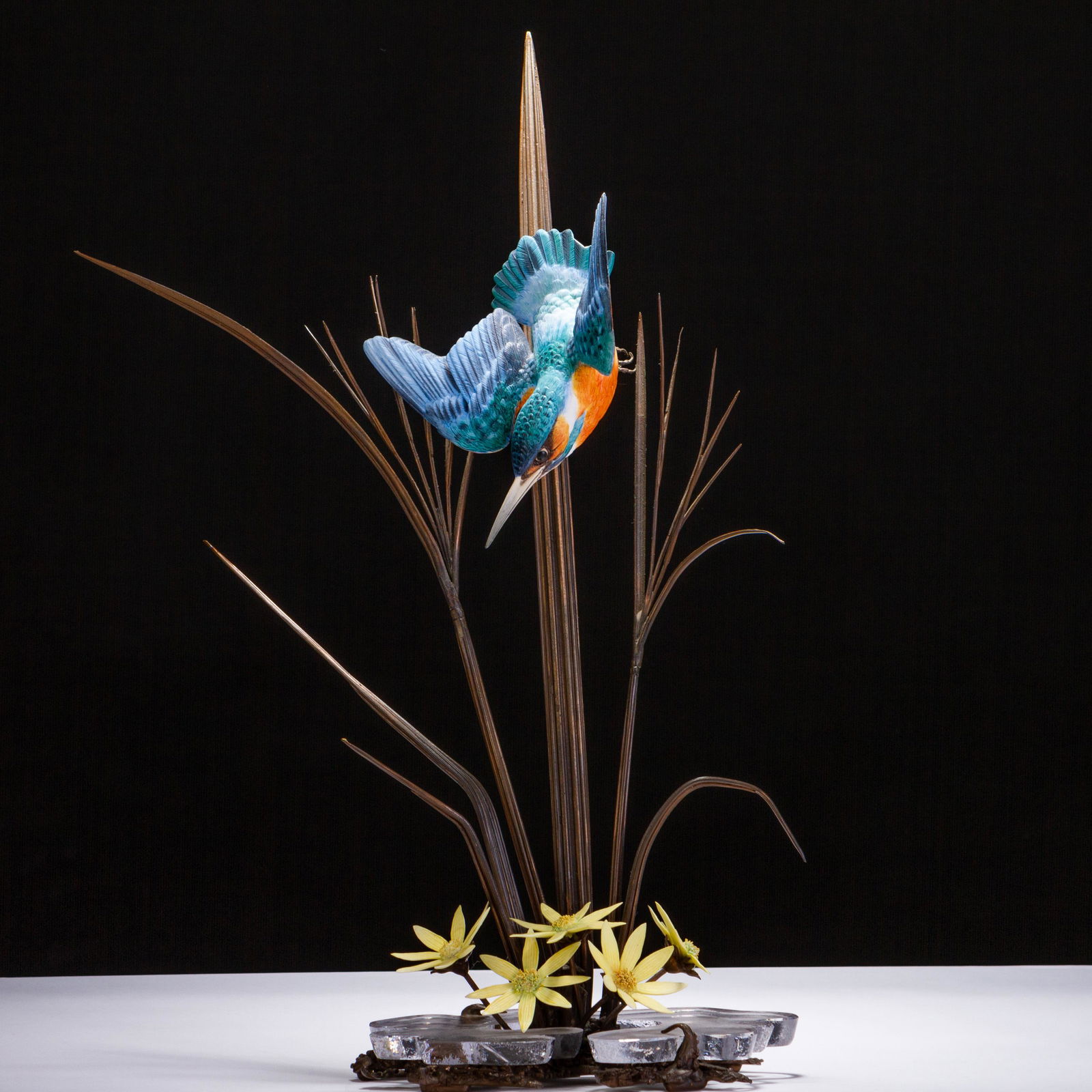 Albany Certified Porcelain & Bronze Kingfisher Sculpture (1 of 8)
