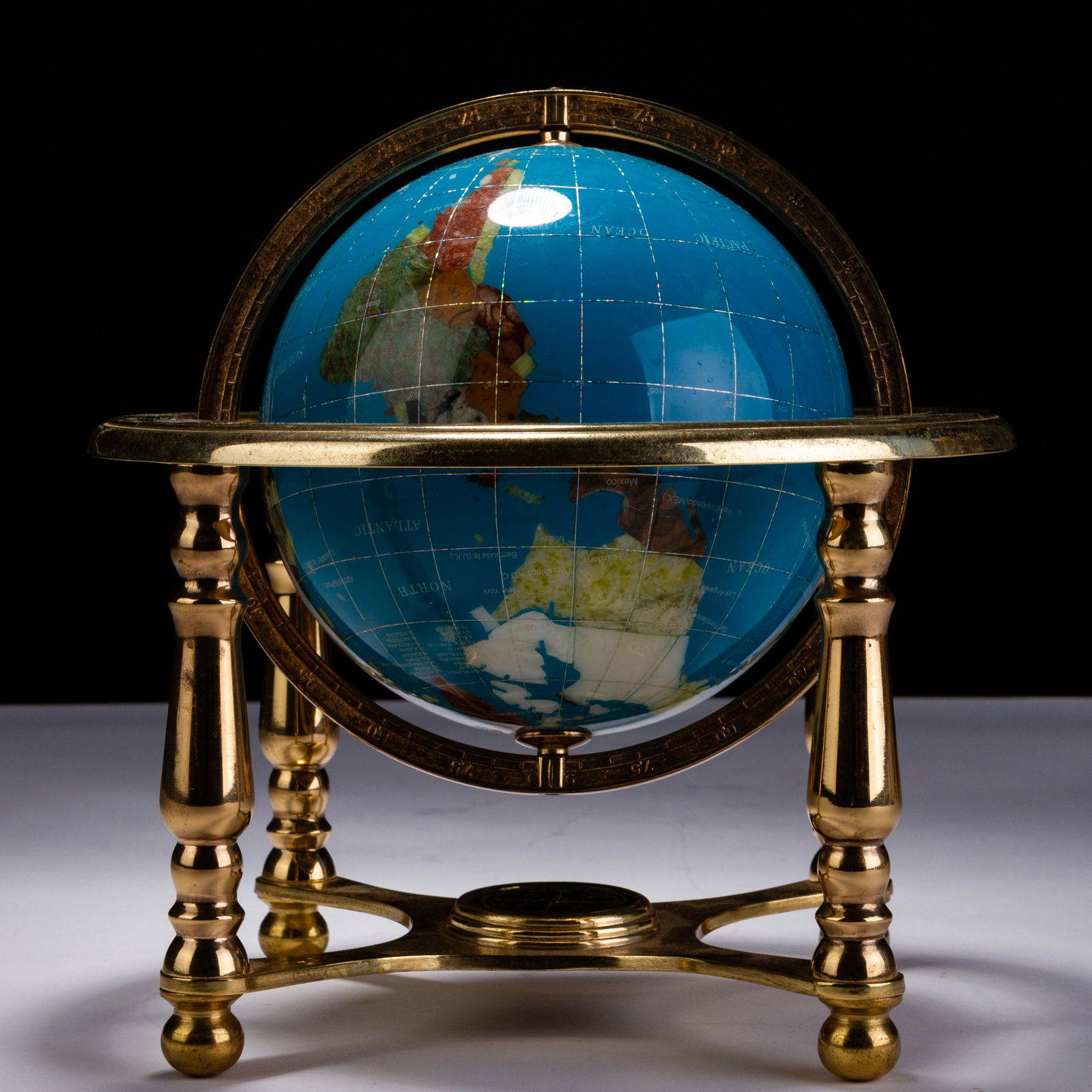 Maitland Smith Pietra Dura Terrestrial Brass Globe (1 of 6)