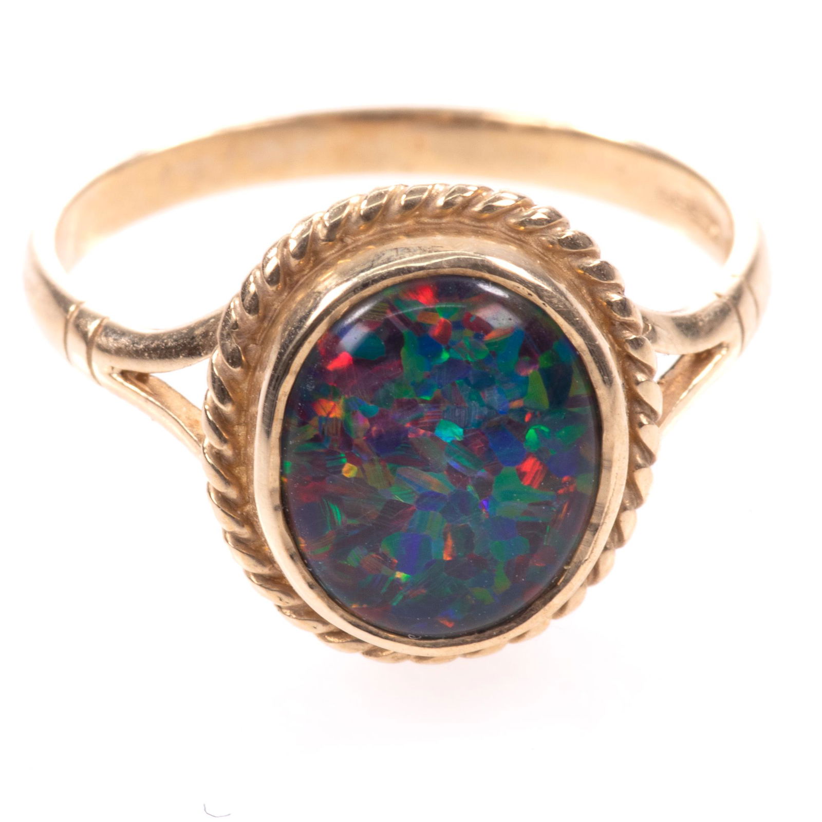 Gold Black Opal Triplet Ring (1 of 5)