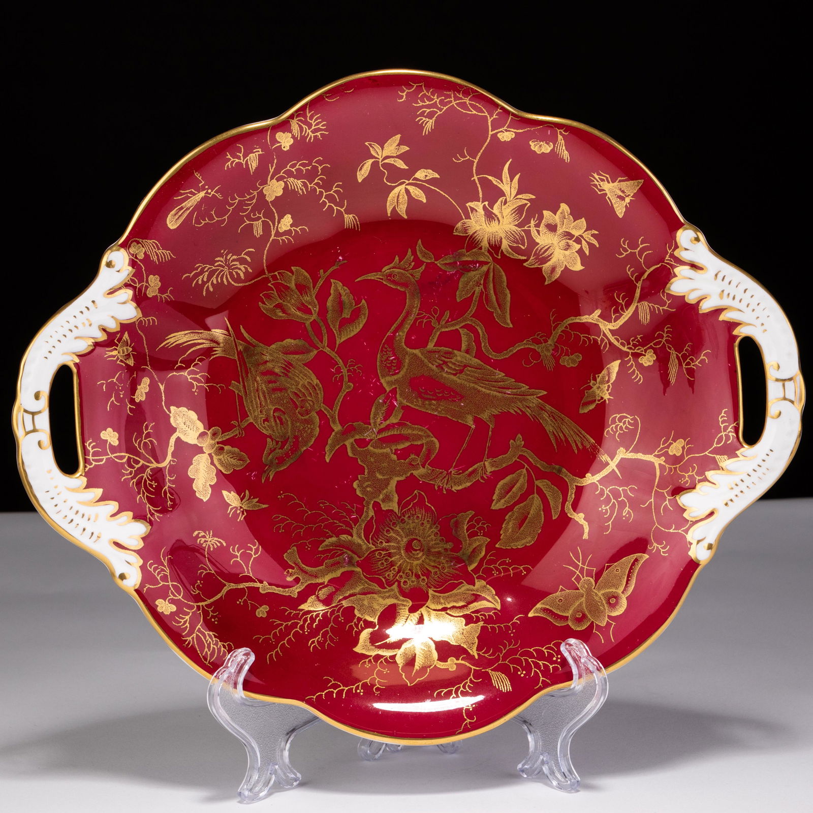 Coalport 24KT Gold Porcelain Asiatic Birds Serving Dish (1 of 5)