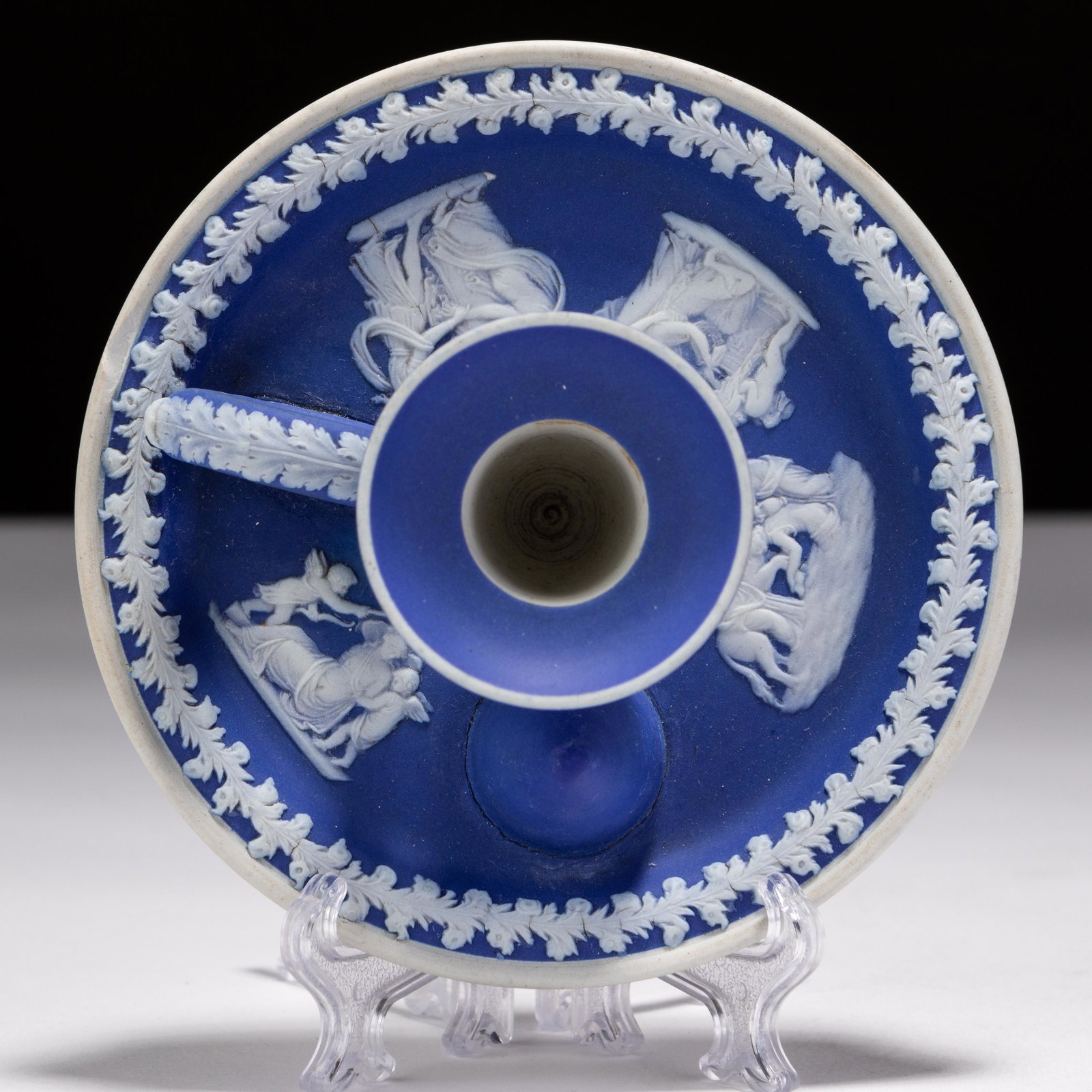 Wedgwood Jasperware Neoclassical Dark Blue Candle Holder: MEASURES APPROX 10.5 X 5.5CM. Please follow us on Instagram to stay updated with our current and future auctions: @albinus_auctions. Study all photographs carefully to get an accurate representation o