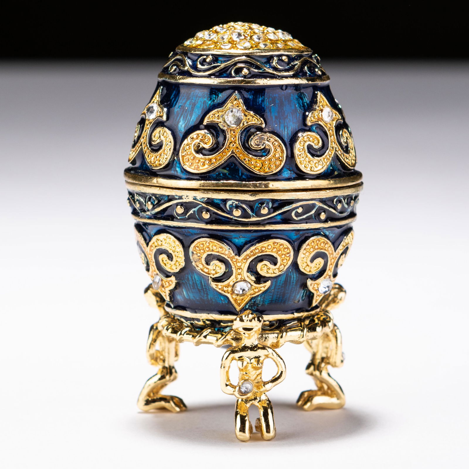Faberge Style 24KT Gold Enamel Russian Egg Trinket Box (1 of 7)
