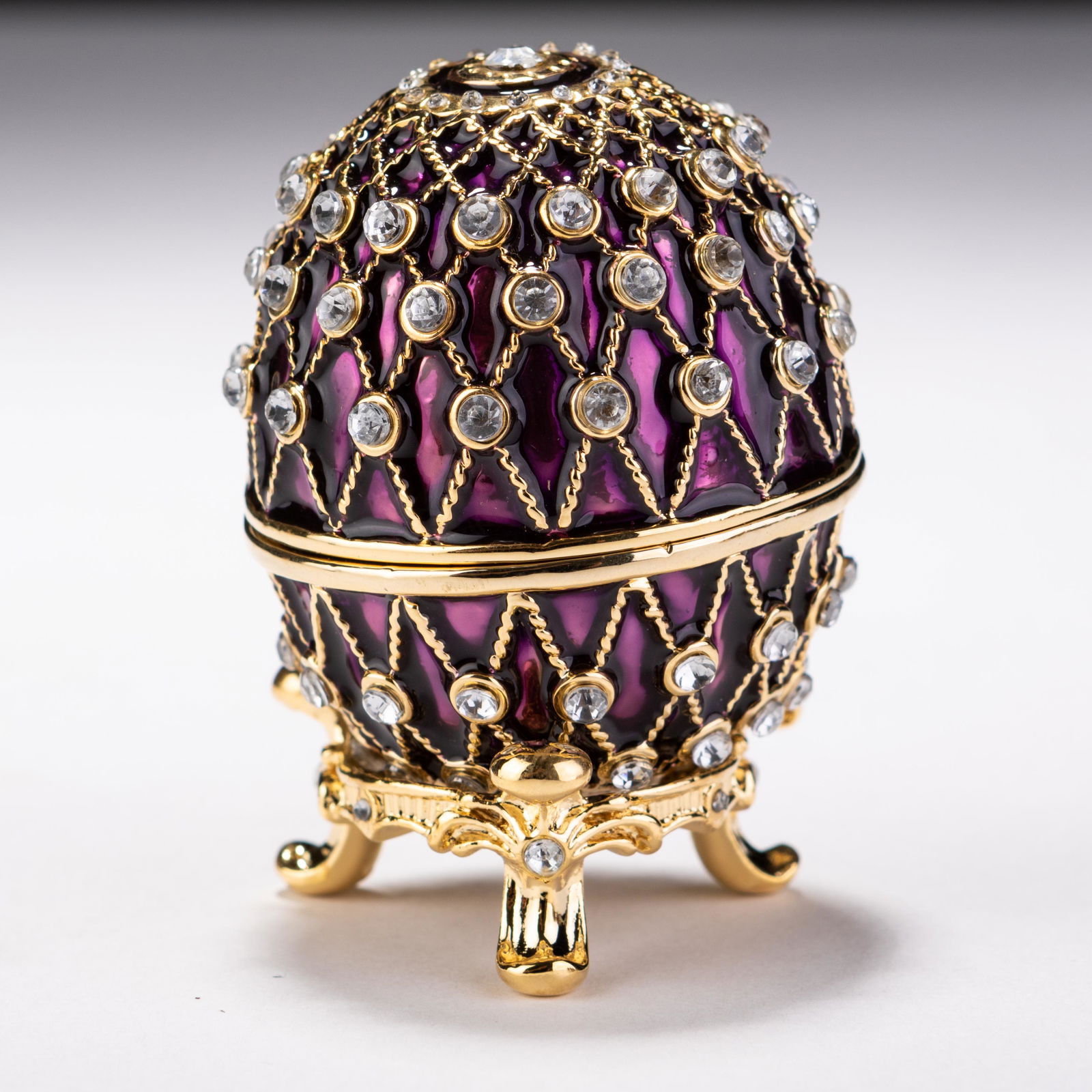 Faberge Style 24KT Gold Enamel Russian Egg Trinket Box (1 of 7)