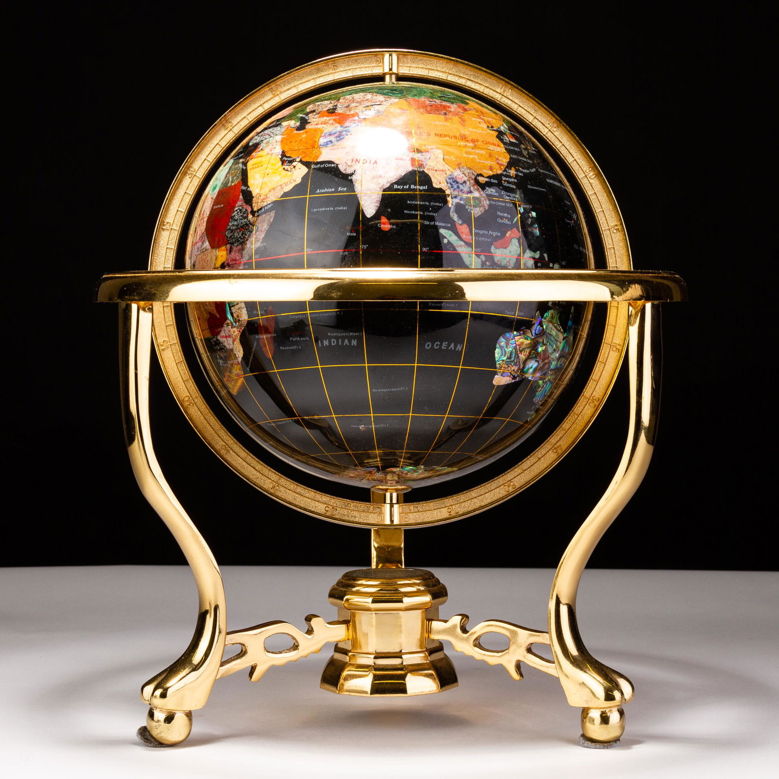 Maitland Smith 24KT Gold Pietra Dura Terrestrial Globe (1 of 10)