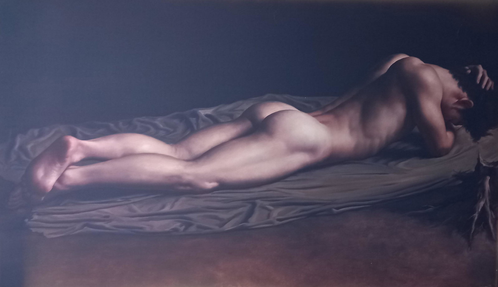 Original Giclee Print on Canvas - Studio Erotic Nude Model: DIMENSIONS APPROX 52 X 88CM. Please carefully study all photographs to get an accurate idea of the object. In good condition, as seen. Shipping is in-house and we ship internationally to US and rest o