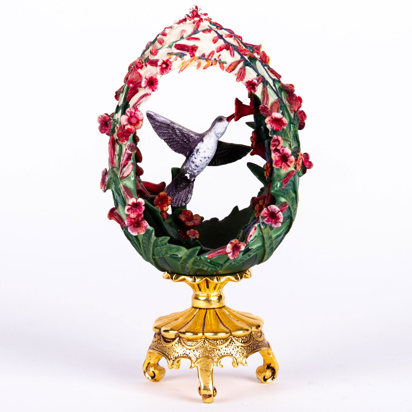 House of Faberge Humming Bird Porcelain Egg 24KT Gold (1 of 5)