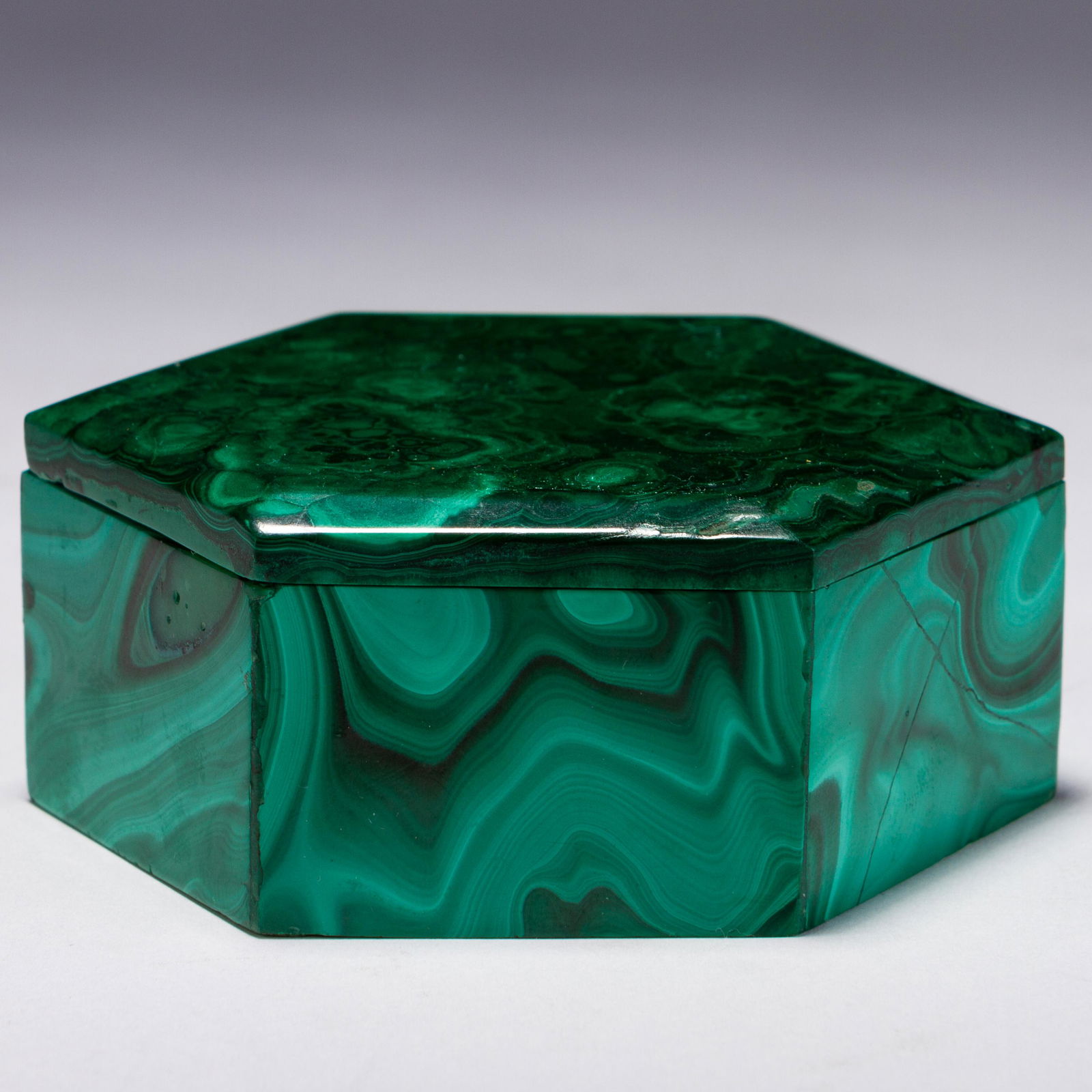 Malachite Hexagonal Lidded Trinket Box (1 of 6)