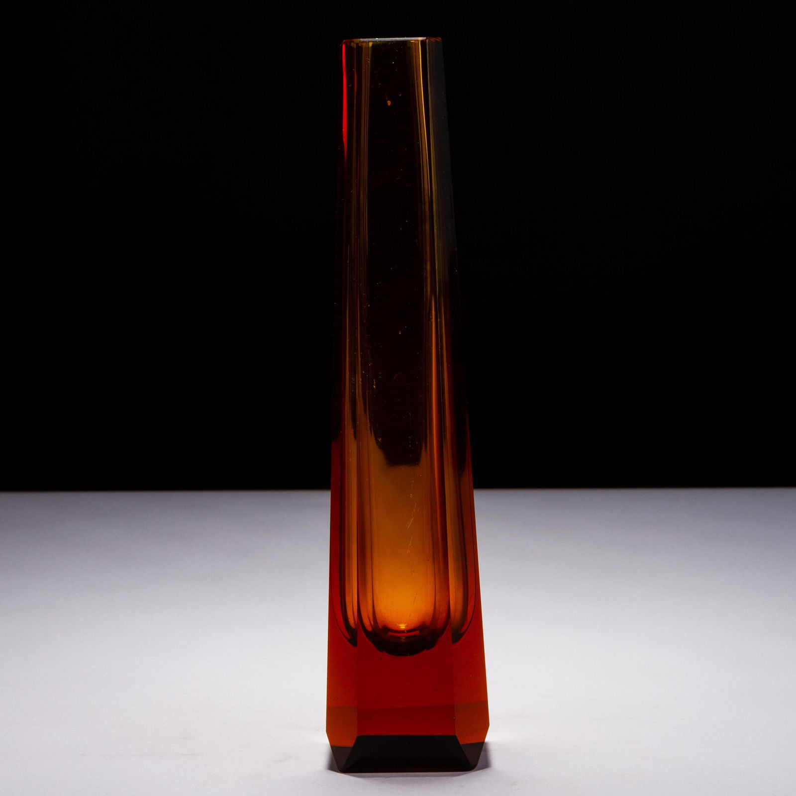 Murano Venetian Amber Sommerso Glass Designer Vase (1 of 5)