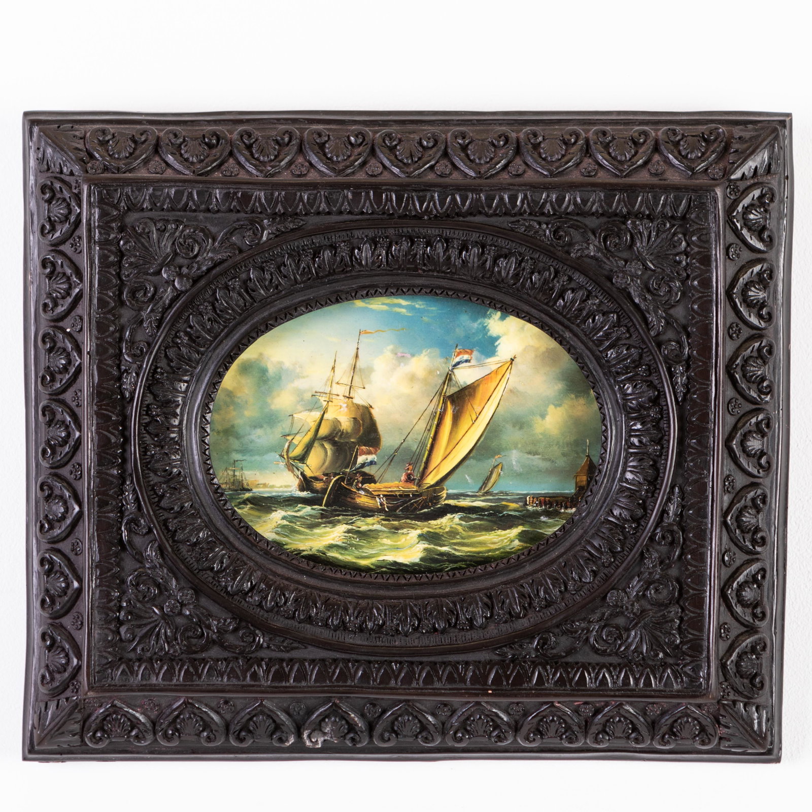 Dutch Nautical Painting 19th C: MEASURING APPROX 32 X 27CM. Please follow us on Instagram to stay updated with our current and future auctions: @albinus_auctions. Study all photographs carefully to get an accurate representation of 