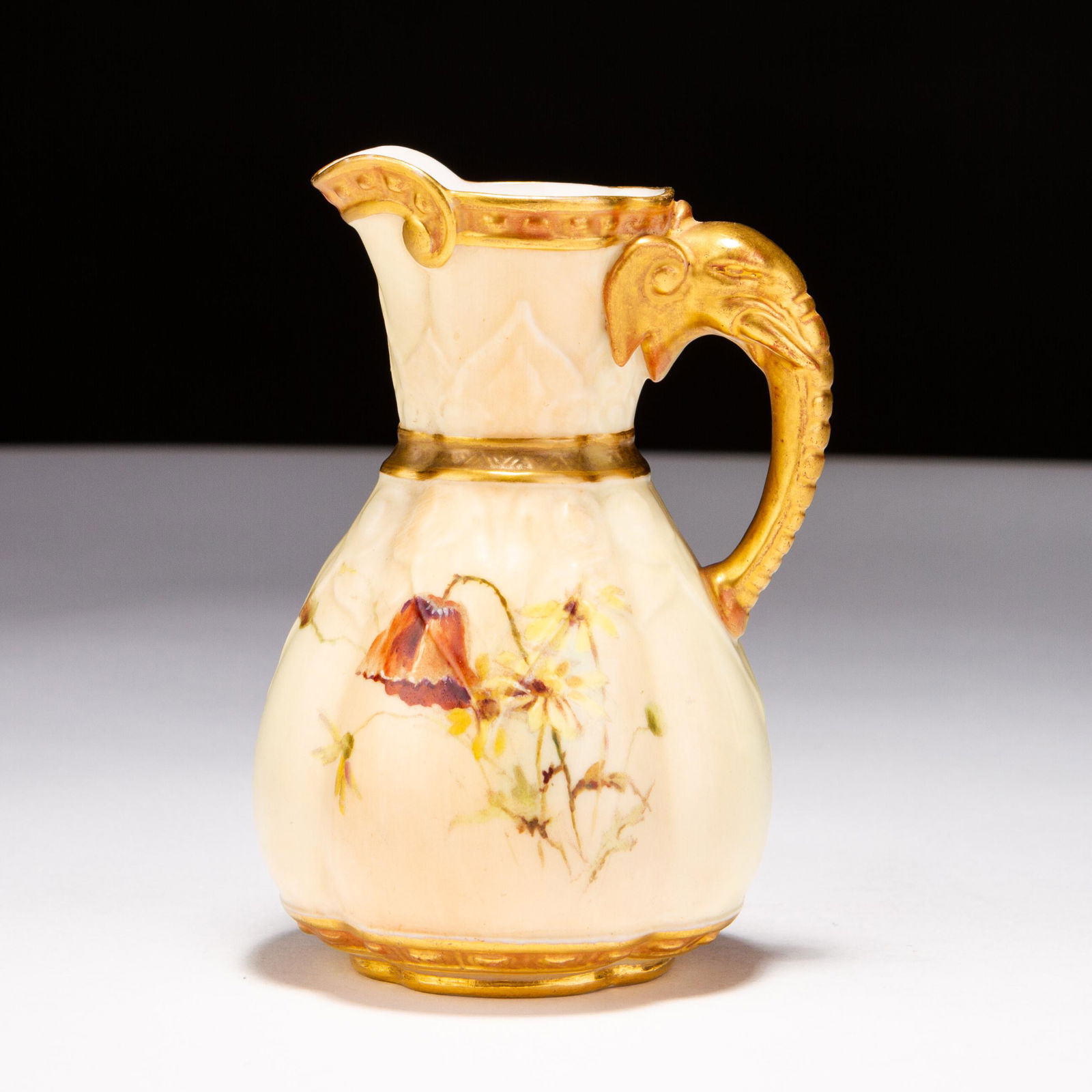 Royal Worcester Porcelain ca. 1874 Elephant Handle Pitcher Jug (1 of 5)