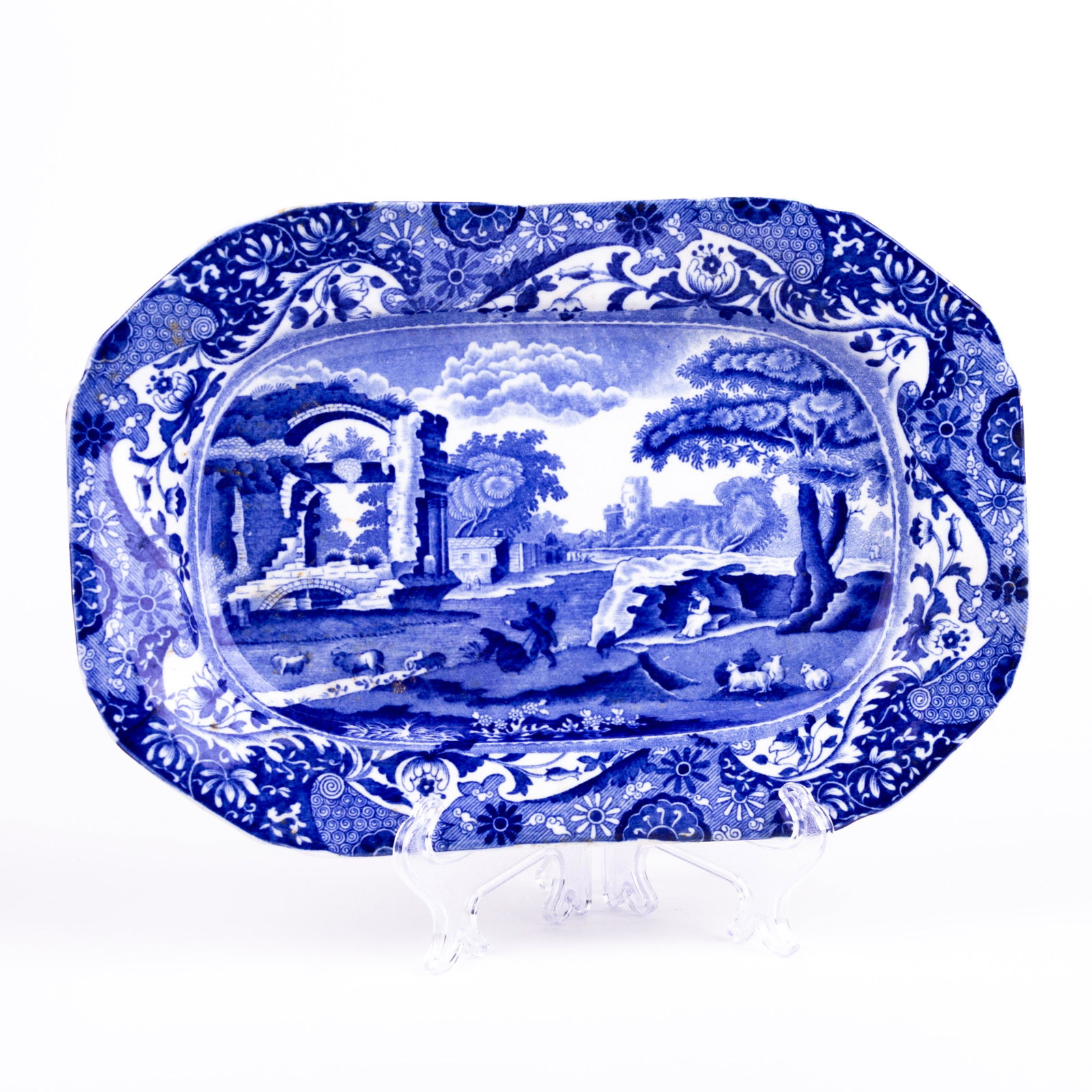 Copeland Spode Blue Italian Porcelain Tray: DIMENSIONS APPROX 2.5x26x18CM. Please carefully study all photographs to get an accurate idea of the object. In good condition, as seen. Shipping is in-house and we ship internationally to US and rest