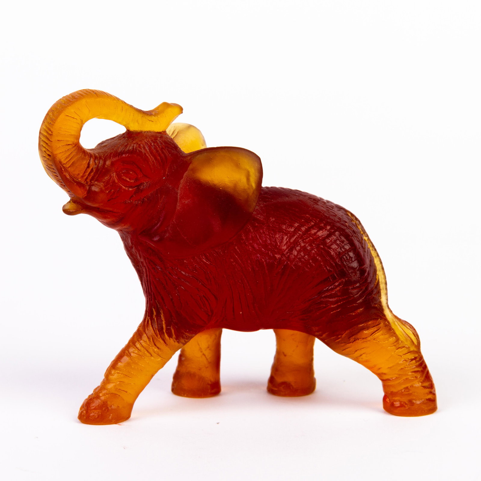 Daum Prototype Amber Glass Elephant Sculpture: DIMENSIONS APPROX 10x5x9CM. Please carefully study all photographs to get an accurate idea of the object. In good condition, as seen. Shipping is in-house and we ship internationally to US and rest of