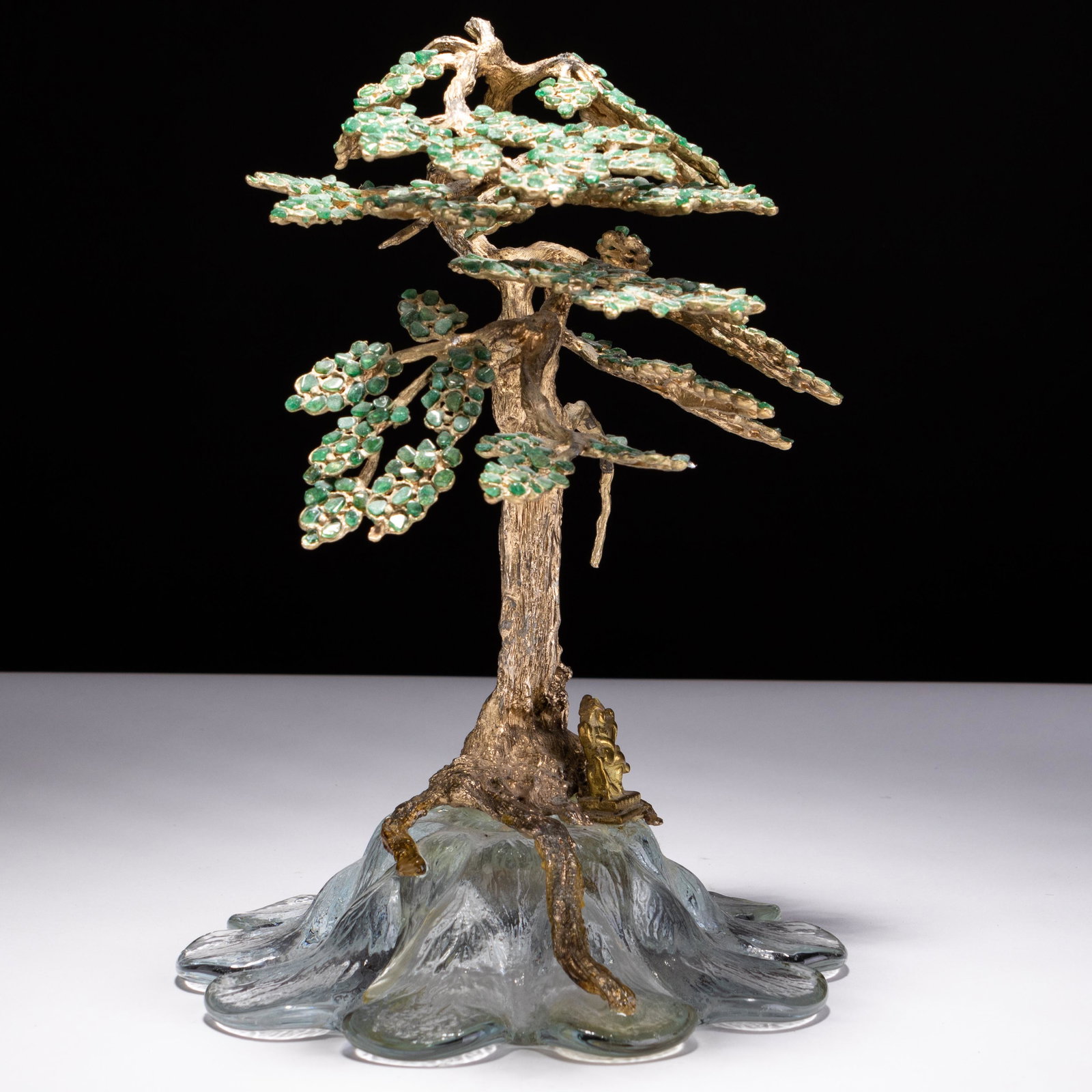 Chinese Carved Rock Crystal Gilt Buddha Gemstone Tree (1 of 5)