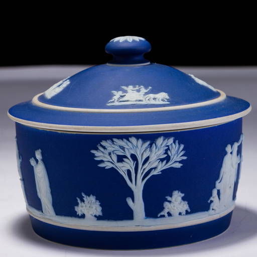 Wedgwood Green Jasperware Neoclassical Lidded Bowl