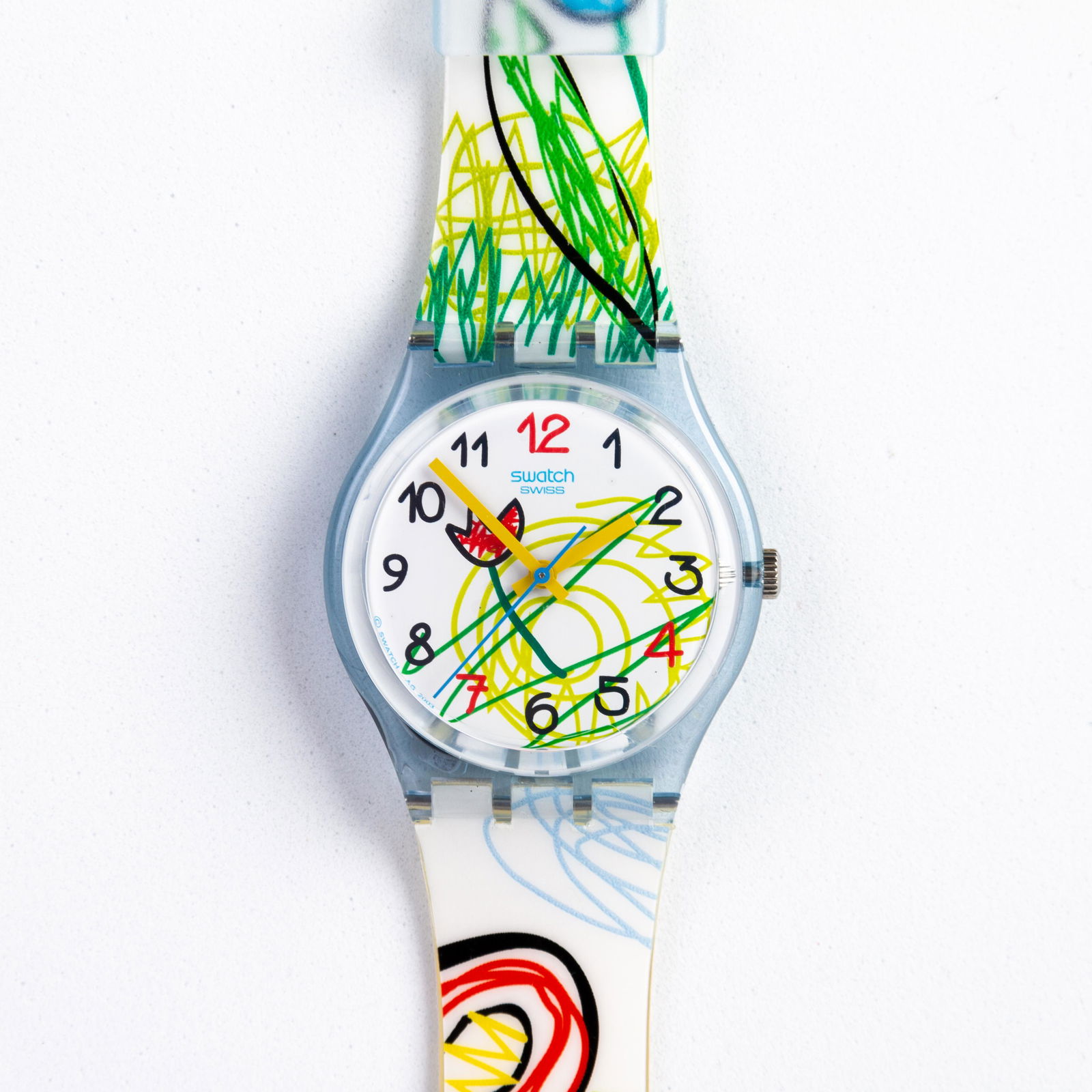 Swatch Collector's Vintage Watch "Gribouillis" Gift Set: DIMENSIONS APPROX 22.5x3.5x1CM. Please carefully study all photographs to get an accurate idea of the object. In good condition, as seen. Shipping is in-house and we ship internationally to US and res