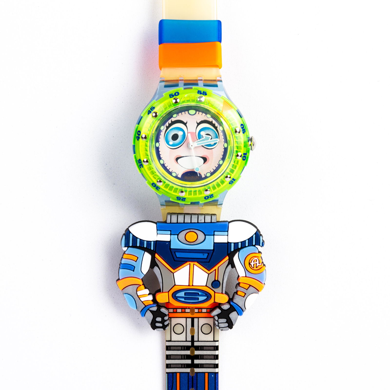 Swatch Collector's Vintage Watch "Strepp" Spaceworld Gift Set: DIMENSIONS APPROX 23.5x5x1.5CM. Please carefully study all photographs to get an accurate idea of the object. In good condition, as seen. Shipping is in-house and we ship internationally to US and res