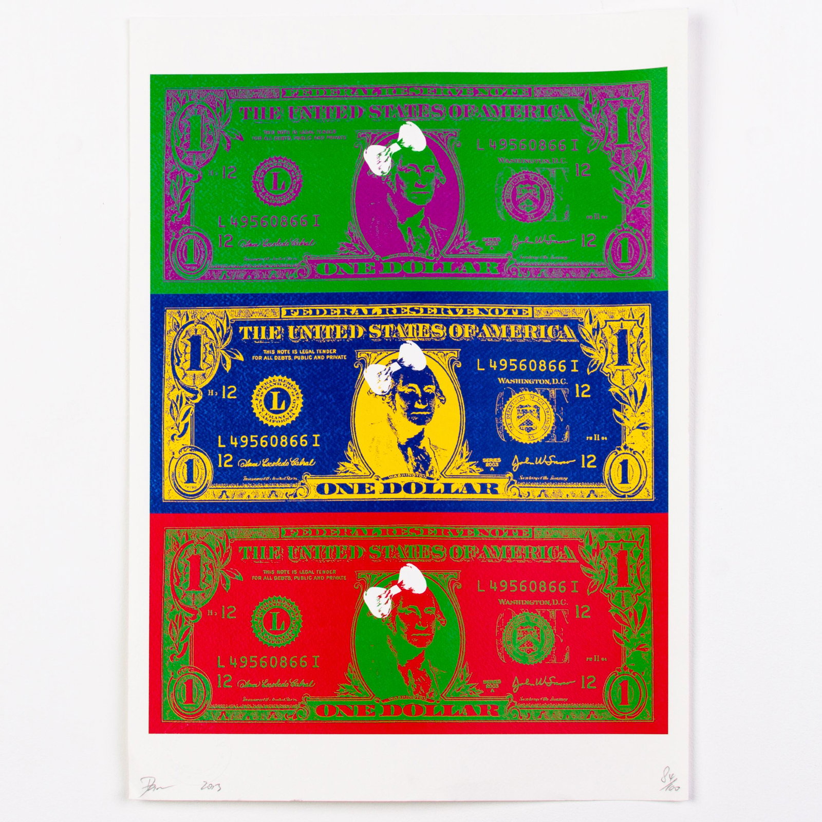 Death NYC Signed Limited Ed Pop Art Print Washington Dollar Bills: DIMENSIONS APPROX 45x32x0.1CM. Please carefully study all photographs to get an accurate idea of the object. In good condition, as seen. Shipping is in-house and we ship internationally to US and rest