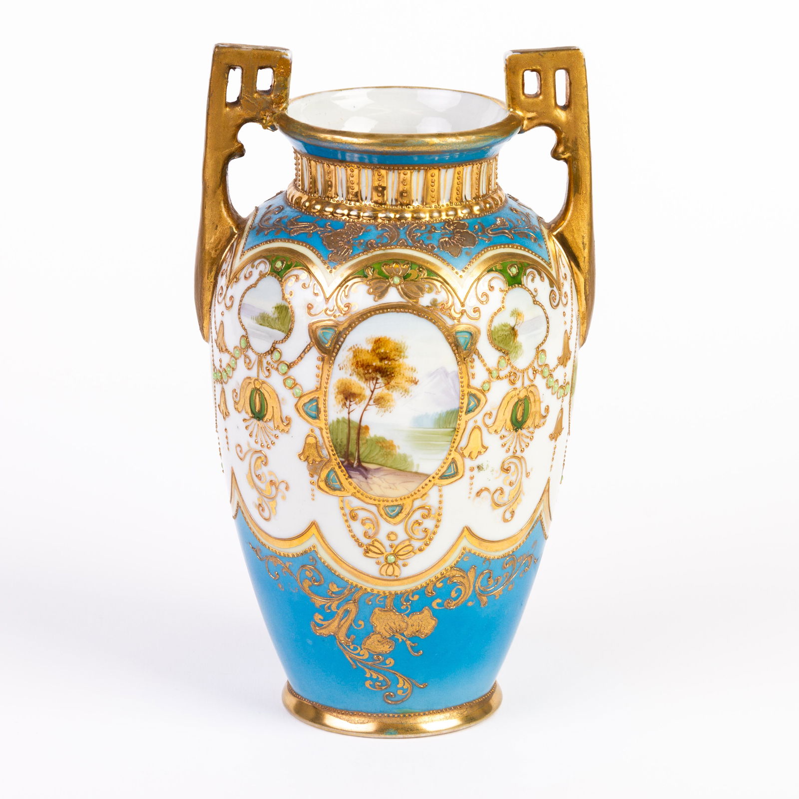 Noritake Art Nouveau Japanese Porcelain Vase: DIMENSIONS APPROX 13x13x20CM. Please carefully study all photographs to get an accurate idea of the object. In good condition, as seen. Shipping is in-house and we ship internationally to US and rest
