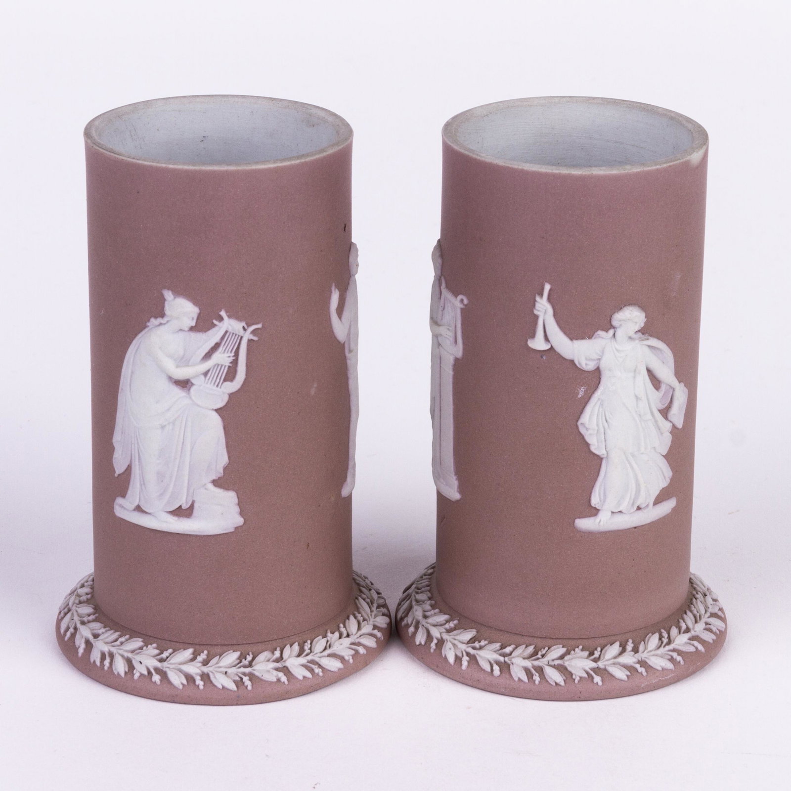 Pair of Lilac Wedgwood Bas Relief Spill Vases (1 of 5)