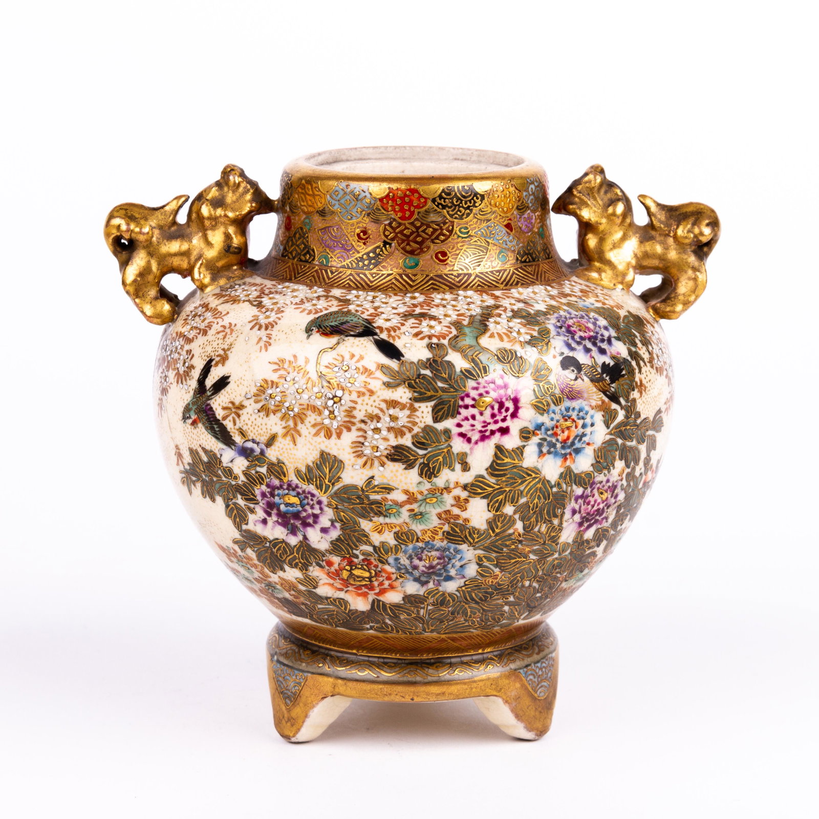 Japanese Satsuma Meiji Vase: DIMENSIONS APPROX 12x10x10CM. Please carefully study all photographs to get an accurate idea of the object. In good condition, as seen. Shipping is in-house and we ship internationally to US and rest 