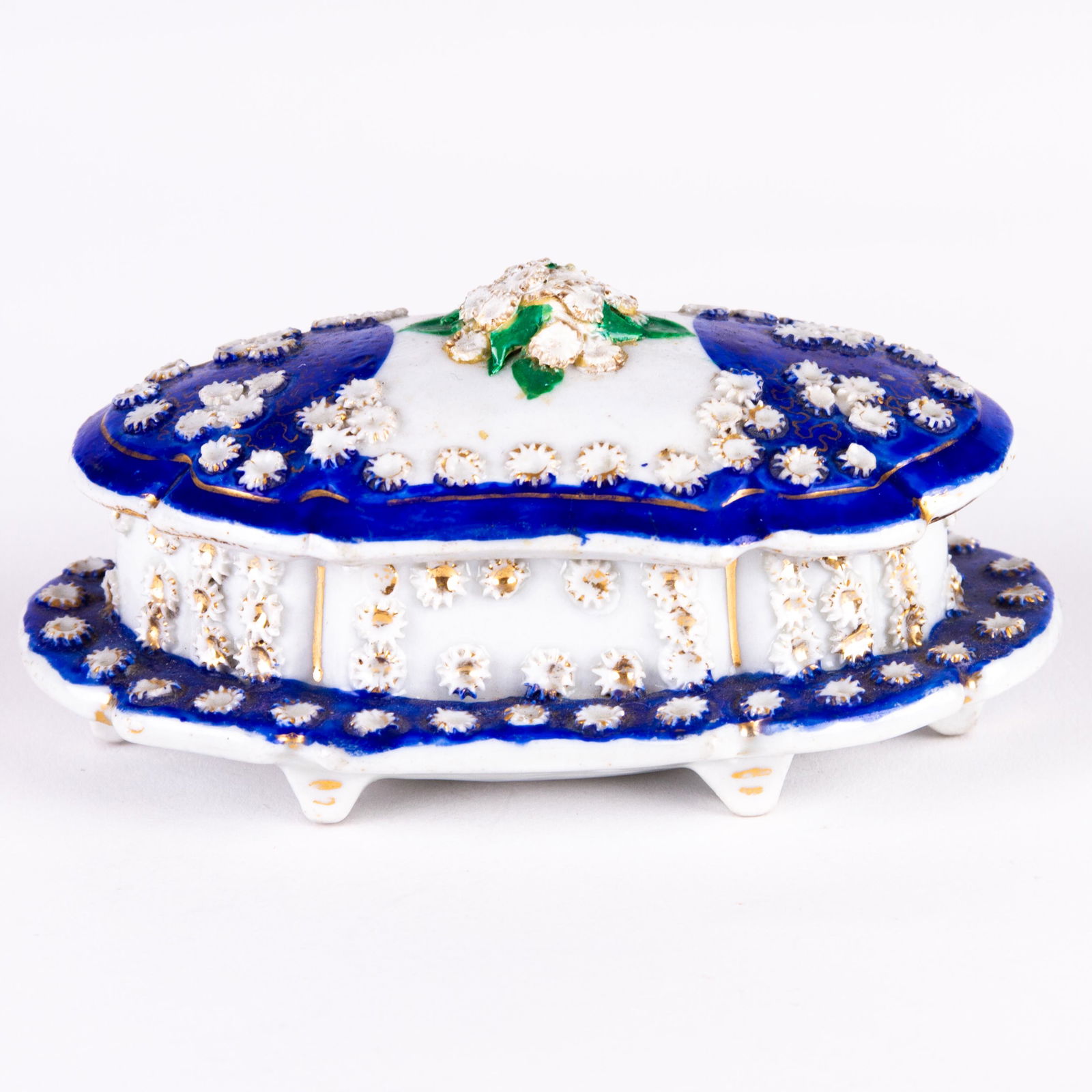 Victorian Porcelain Lidded Floral Trinket Box (1 of 7)