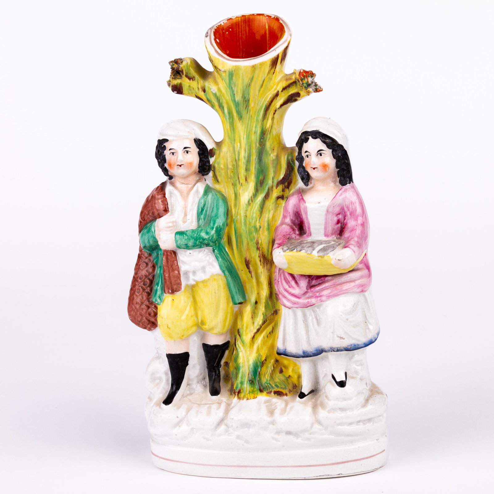 Staffordshire Pottery Spill Vase 19th Century: DIMENSIONS APPROX 6x12x21CM. Please carefully study all photographs to get an accurate idea of the object. In good condition, as seen. Shipping is in-house and we ship internationally to US and rest o