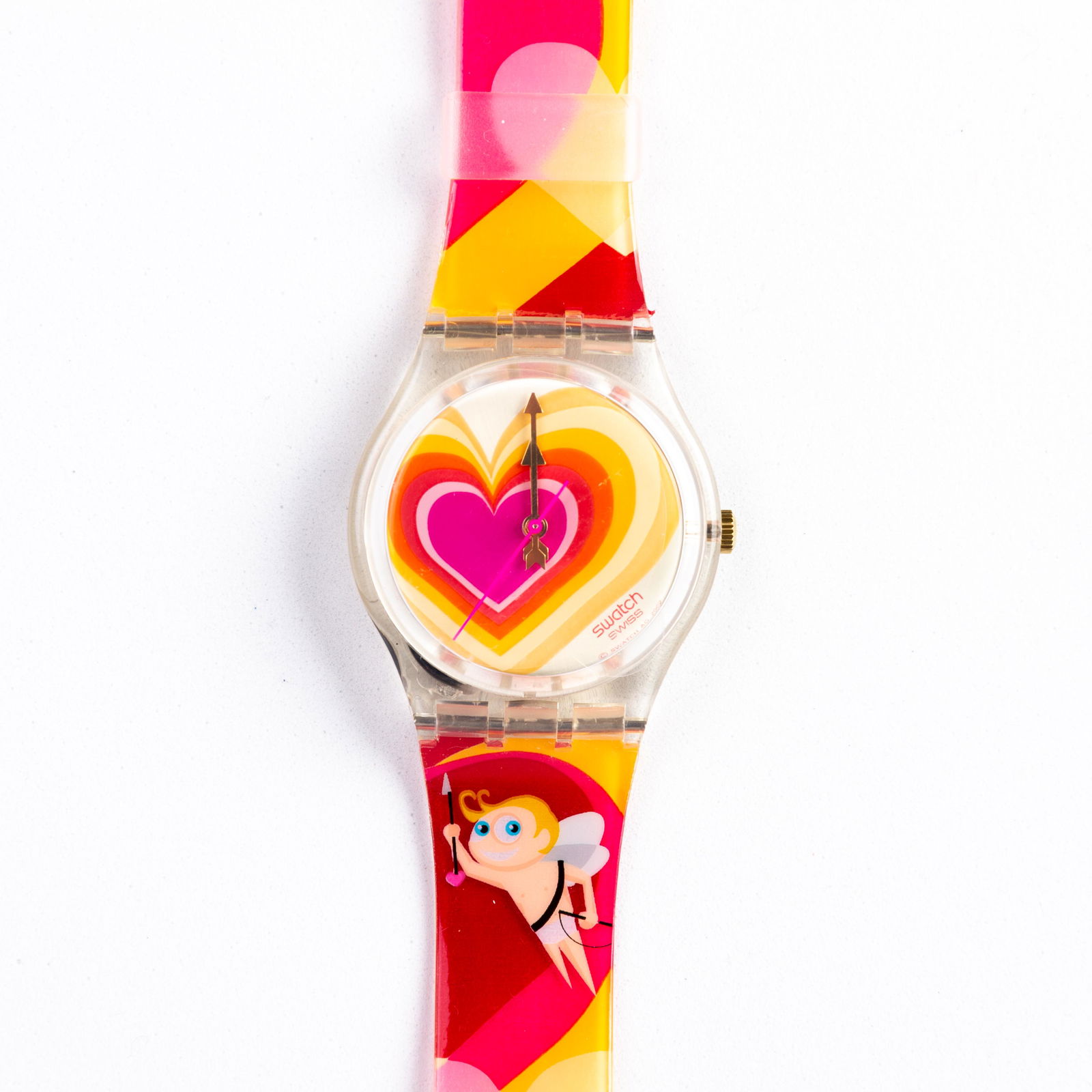 Swatch Collector's Vintage Watch Cupid Gift Set: DIMENSIONS APPROX 22.5x3.5x1CM. Please carefully study all photographs to get an accurate idea of the object. In good condition, as seen. Shipping is in-house and we ship internationally to US and res